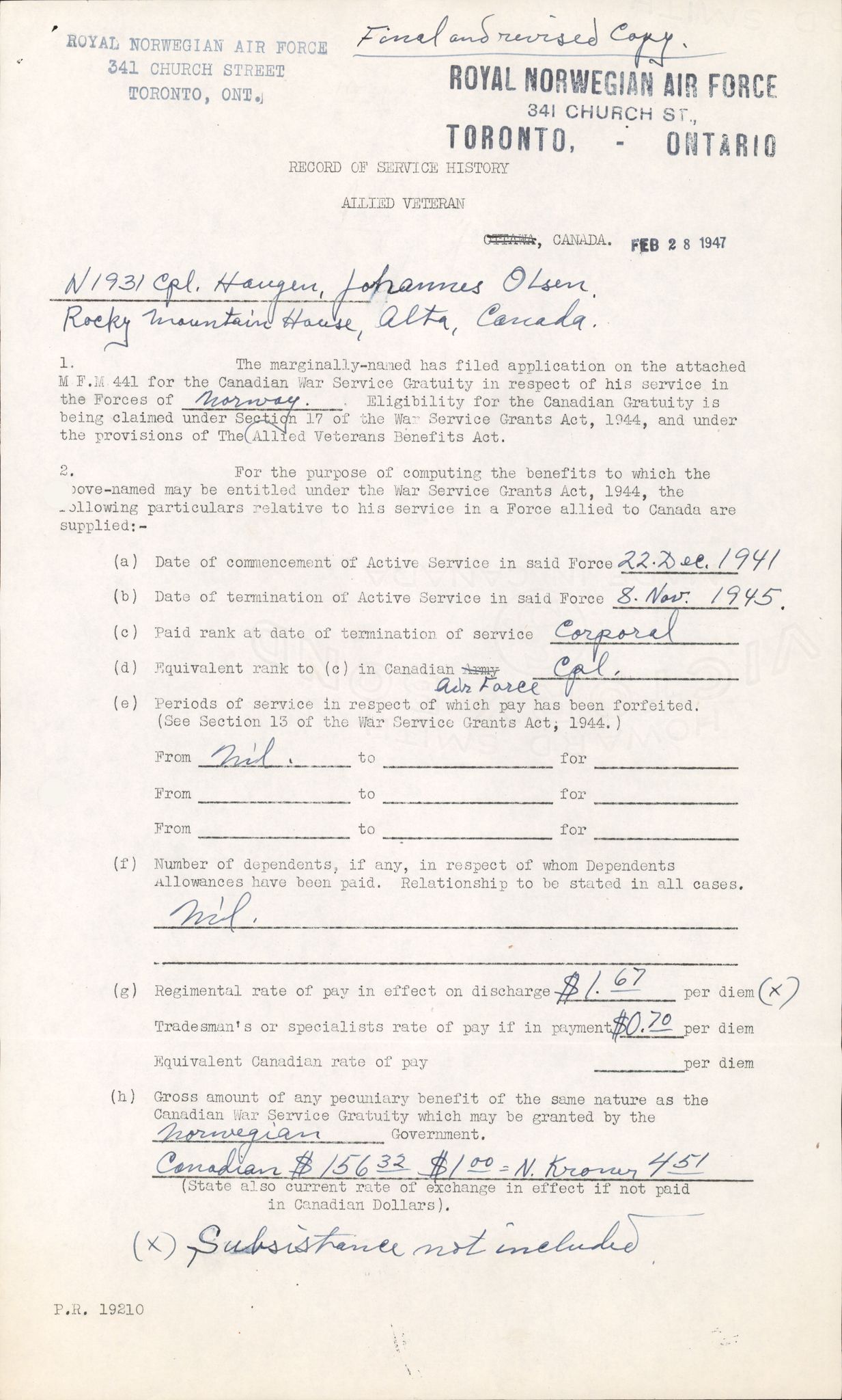 Forsvaret, Forsvarets overkommando/Luftforsvarsstaben, AV/RA-RAFA-4079/P/Pa/L0011: Personellpapirer, 1904, p. 289