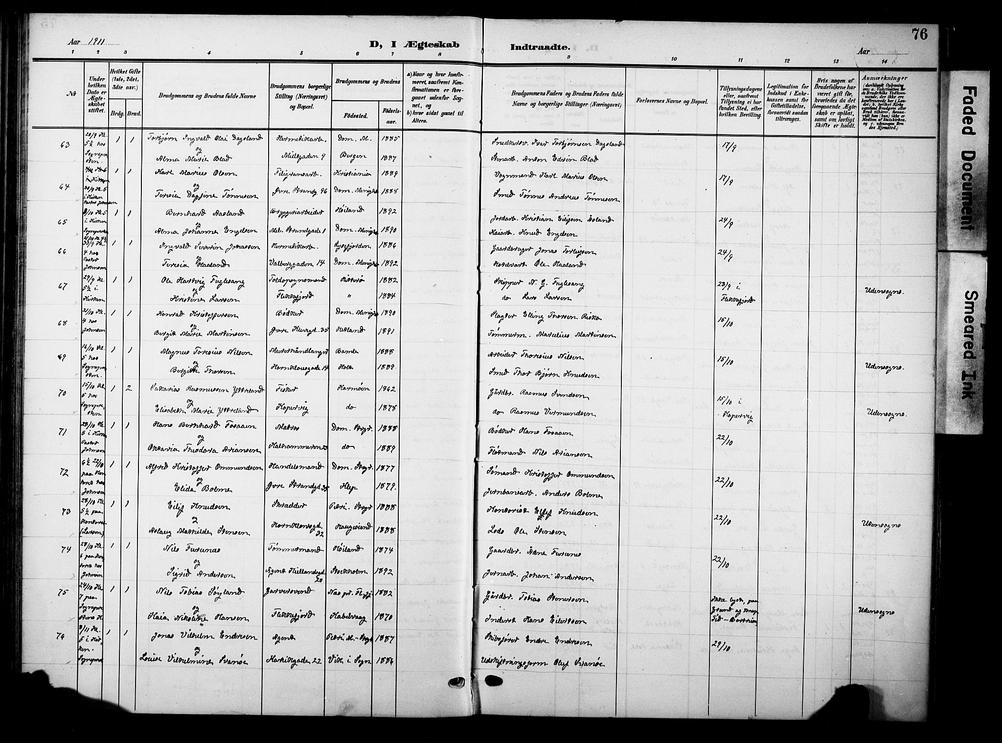 Domkirken sokneprestkontor, AV/SAST-A-101812/001/30/30BB/L0017: Parish register (copy) no. B 17, 1902-1921, p. 76