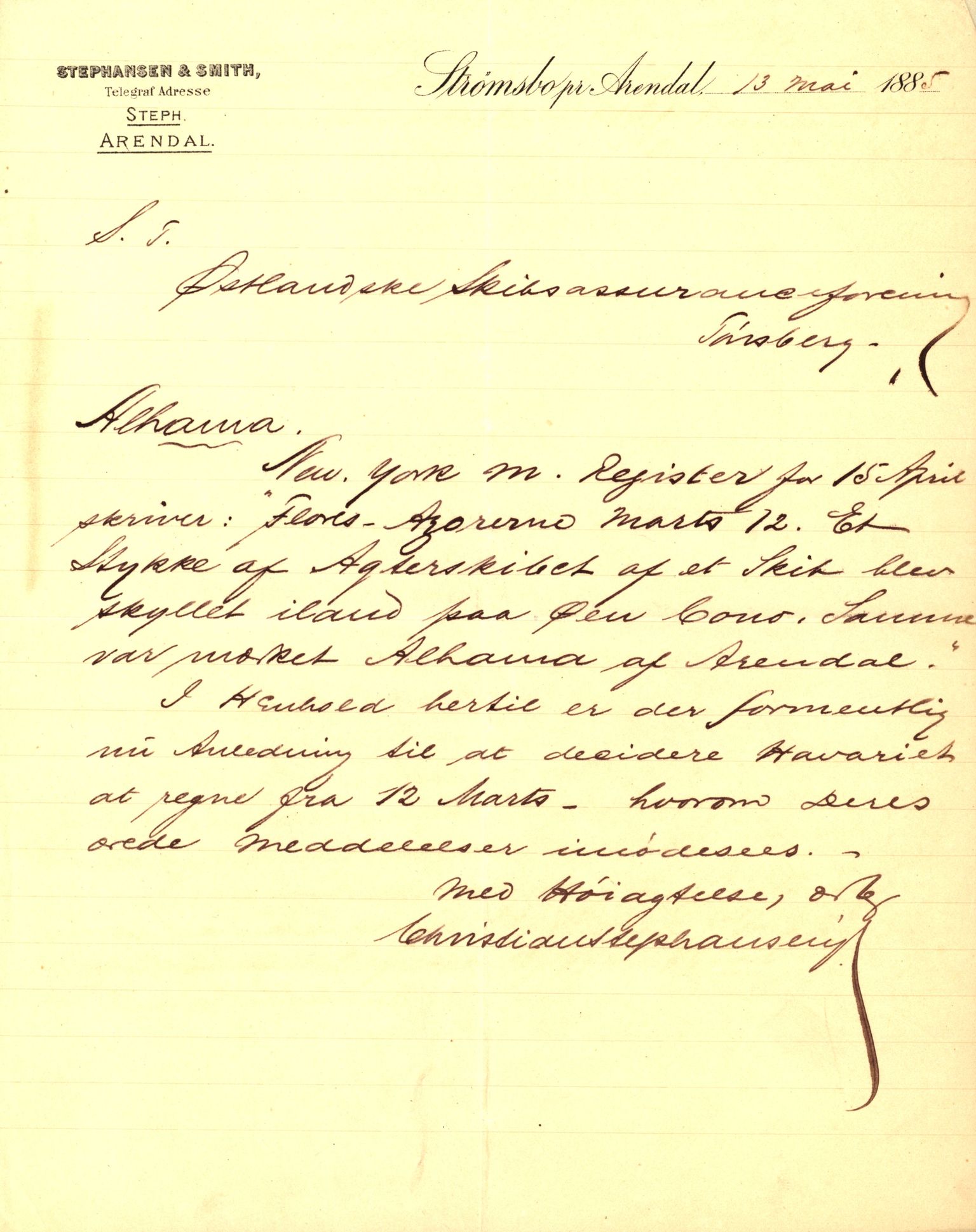 Pa 63 - Østlandske skibsassuranceforening, VEMU/A-1079/G/Ga/L0017/0001: Havaridokumenter / Triton, Albama, Alfen, 1884, p. 45