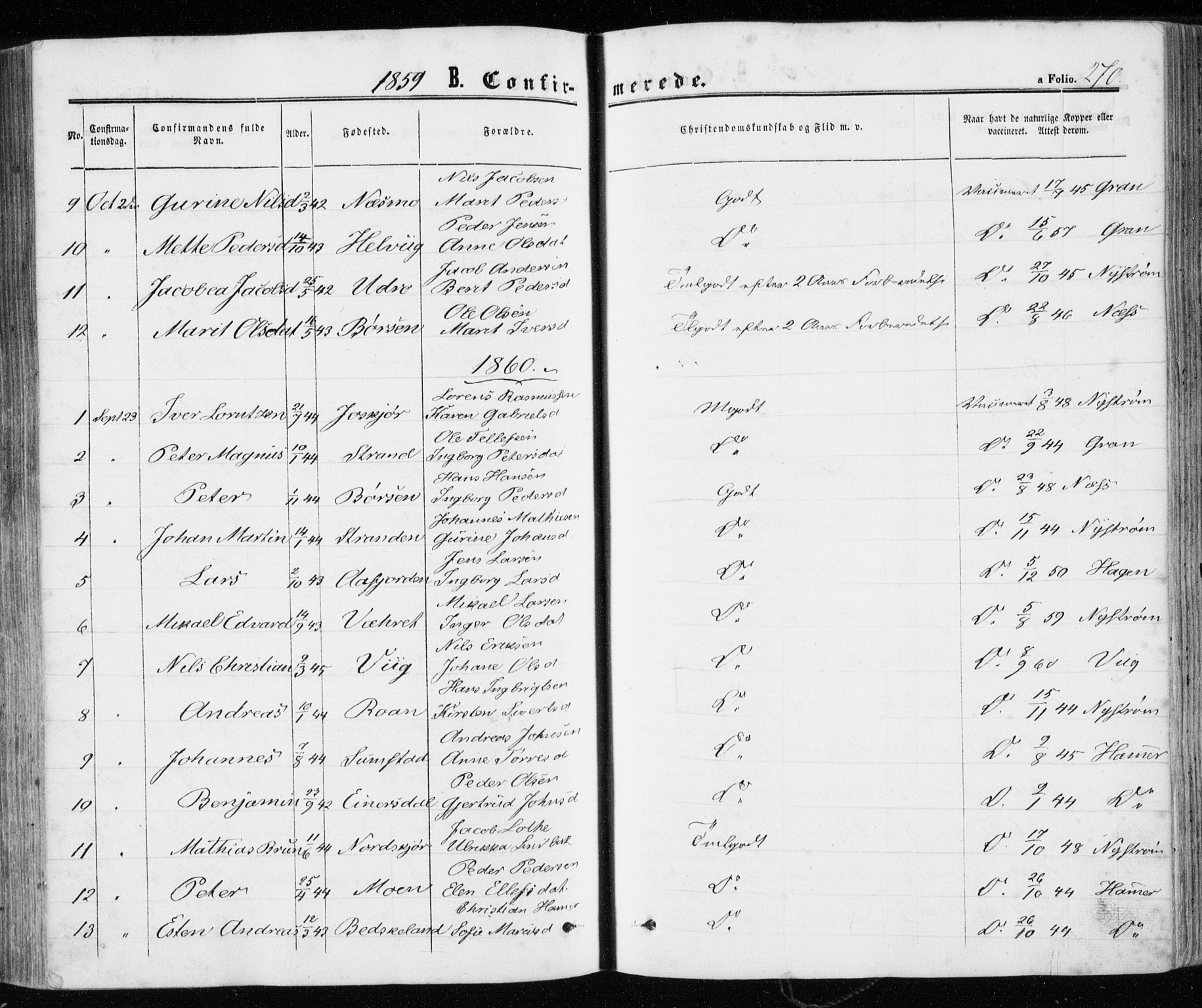 Ministerialprotokoller, klokkerbøker og fødselsregistre - Sør-Trøndelag, AV/SAT-A-1456/657/L0705: Parish register (official) no. 657A06, 1858-1867, p. 270