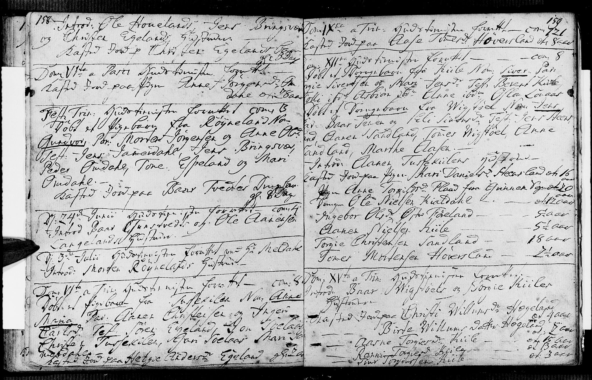 Vennesla sokneprestkontor, AV/SAK-1111-0045/Fa/Faa/L0001: Parish register (official) no. A 1, 1753-1785, p. 158-159