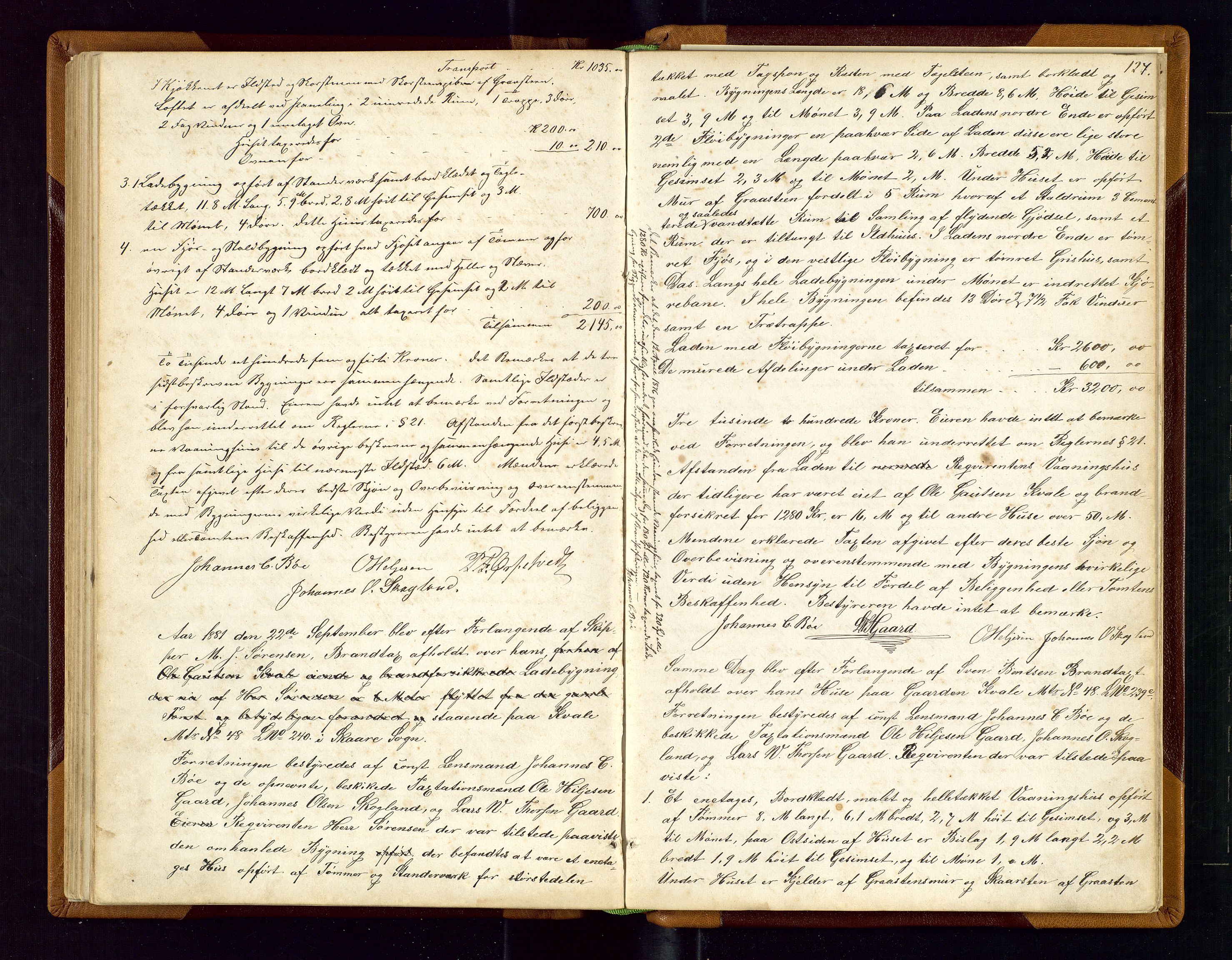 Torvestad lensmannskontor, SAST/A-100307/1/Goa/L0001: "Brandtaxationsprotokol for Torvestad Thinglag", 1867-1883, p. 126b-127a