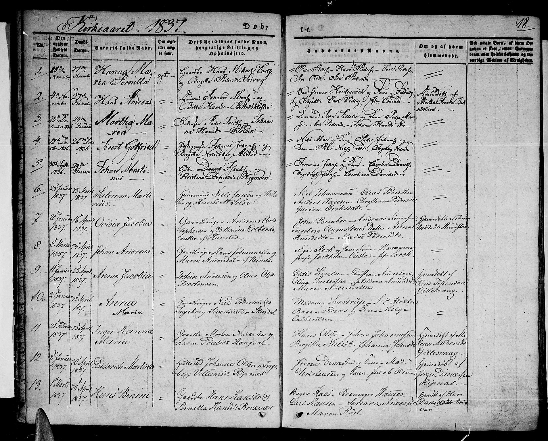 Ministerialprotokoller, klokkerbøker og fødselsregistre - Nordland, SAT/A-1459/801/L0006: Parish register (official) no. 801A06, 1834-1845, p. 18