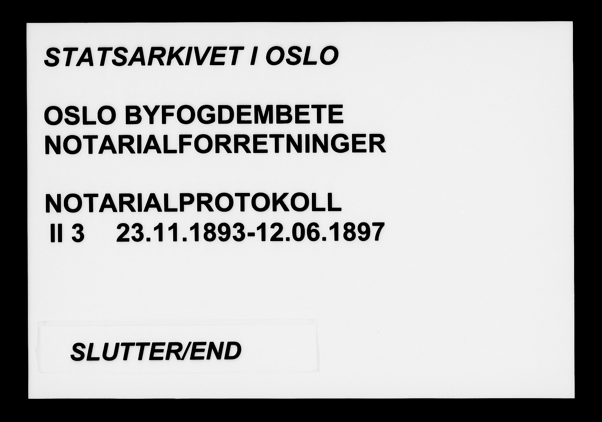 Oslo byfogd avd. I, SAO/A-10220/L/Lb/Lbb/L0003: Notarialprotokoll, rekke II: Vigsler, 1893-1897