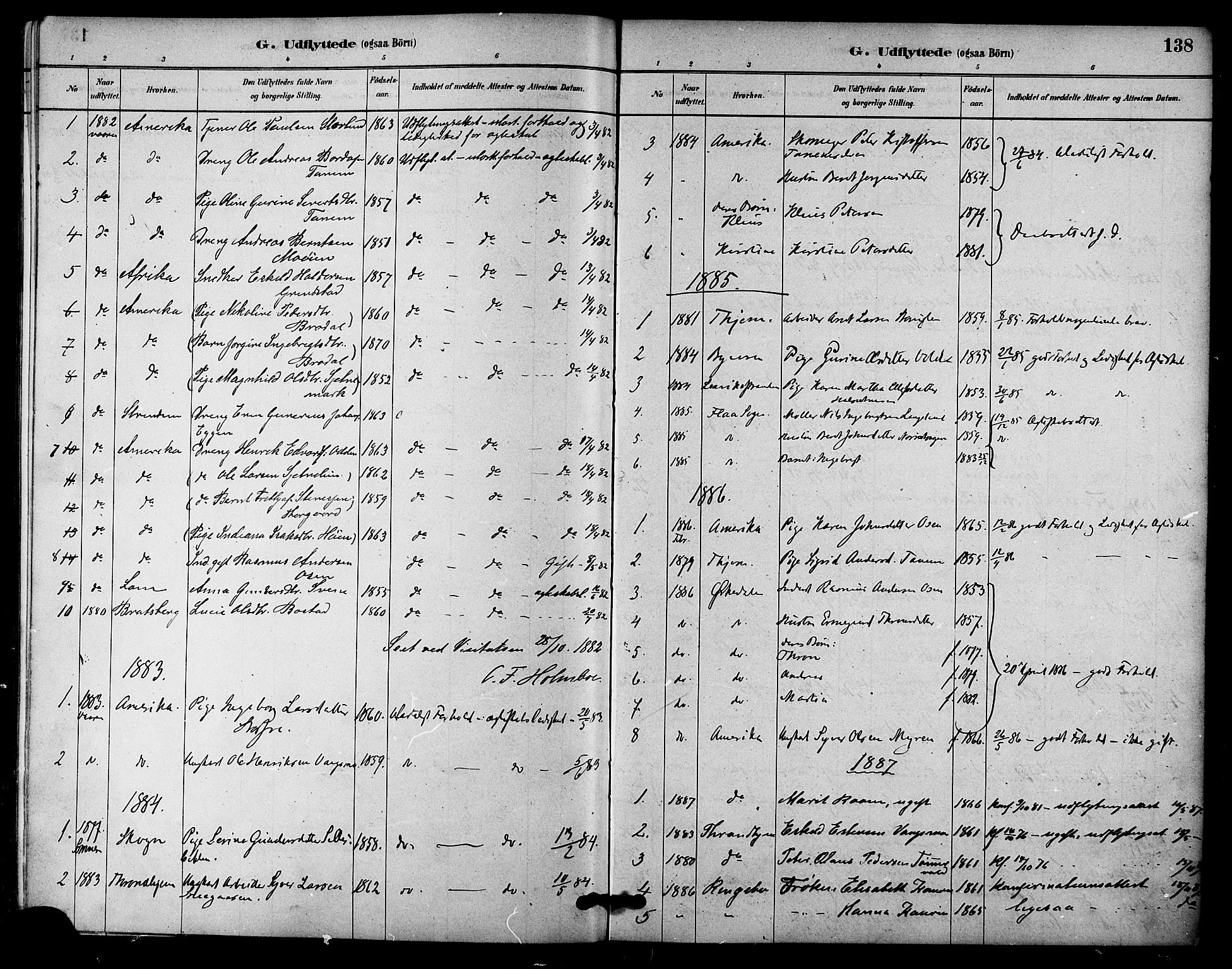 Ministerialprotokoller, klokkerbøker og fødselsregistre - Sør-Trøndelag, SAT/A-1456/618/L0444: Parish register (official) no. 618A07, 1880-1898, p. 138