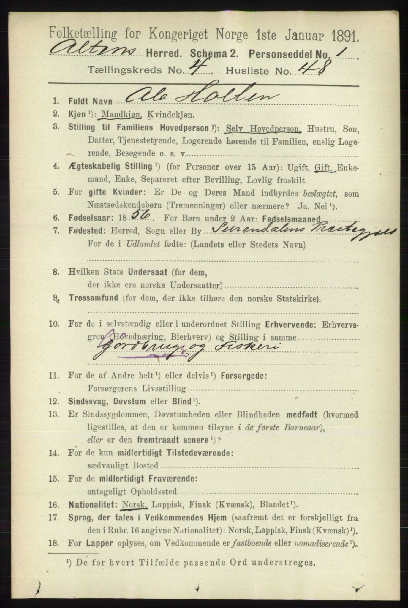 RA, 1891 census for 2012 Alta, 1891, p. 1600