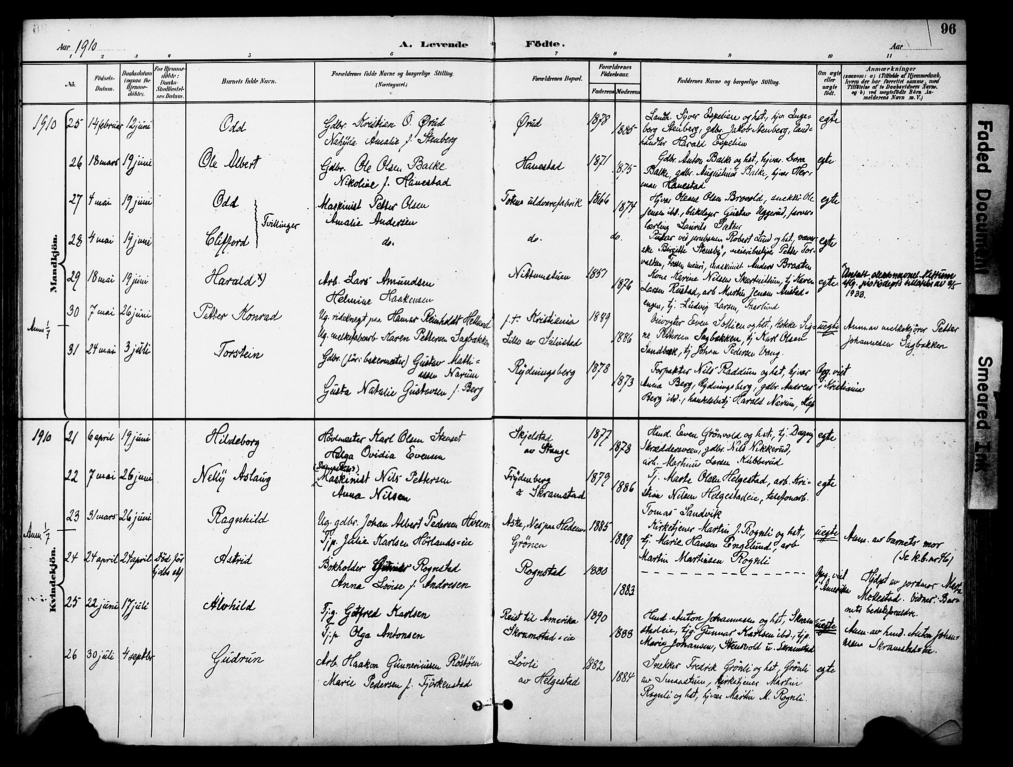 Østre Toten prestekontor, AV/SAH-PREST-104/H/Ha/Haa/L0009: Parish register (official) no. 9, 1897-1913, p. 96