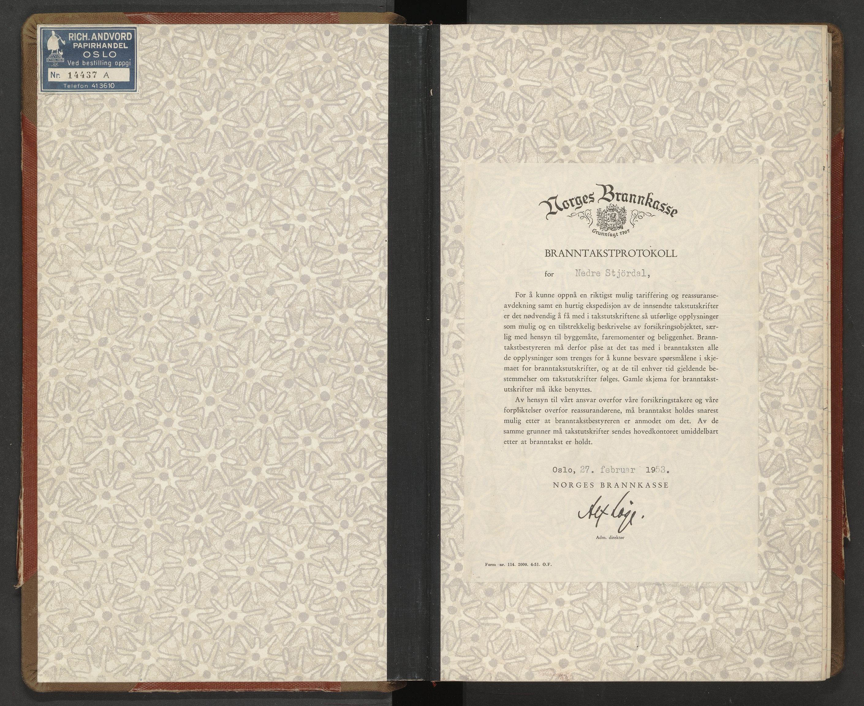 Norges Brannkasse Nedre Stjørdal, AV/SAT-A-5540/Fa/L0007: Branntakstprotokoll, 1953-1955