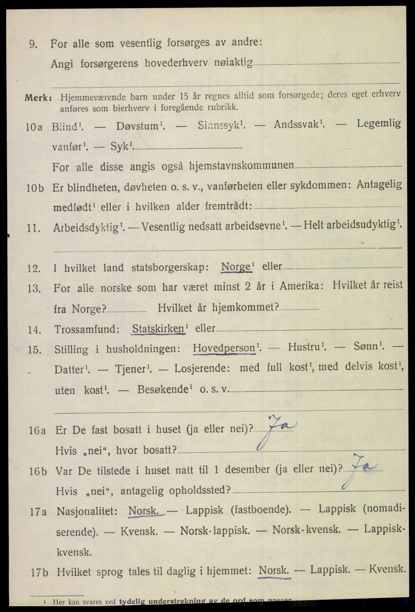 SAT, 1920 census for Lurøy, 1920, p. 4434