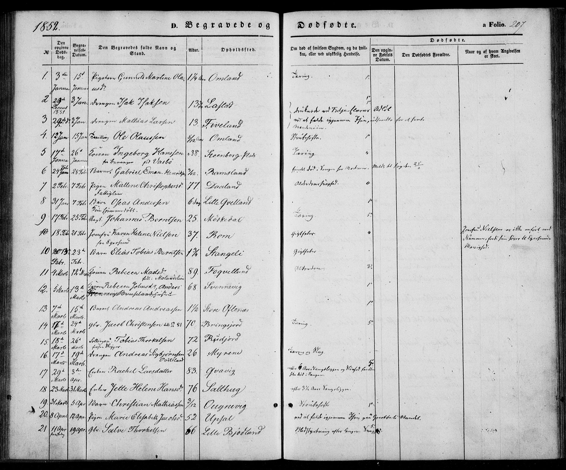 Lyngdal sokneprestkontor, SAK/1111-0029/F/Fa/Fac/L0009: Parish register (official) no. A 9, 1852-1864, p. 207