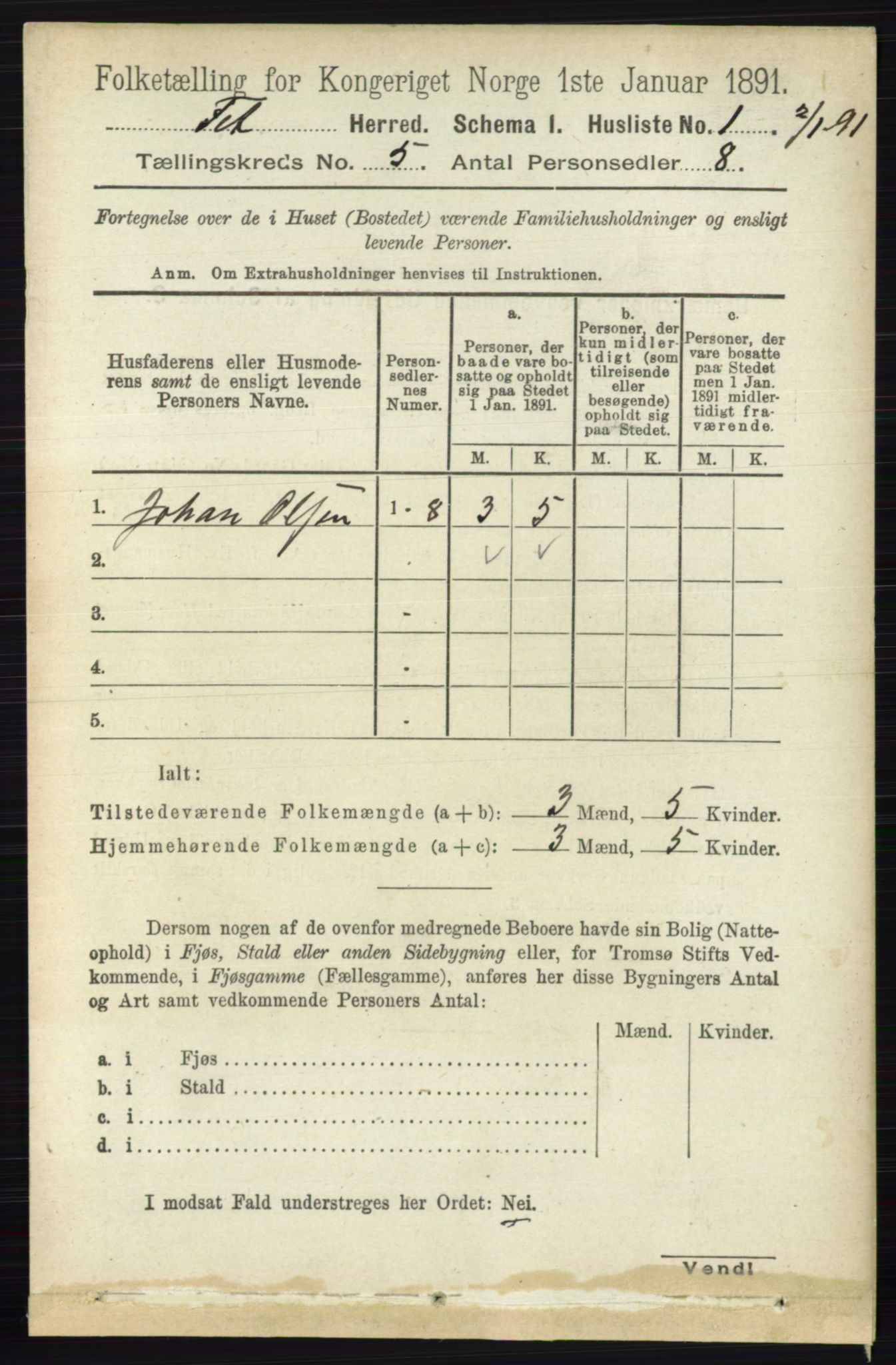 RA, 1891 census for 0227 Fet, 1891, p. 1538