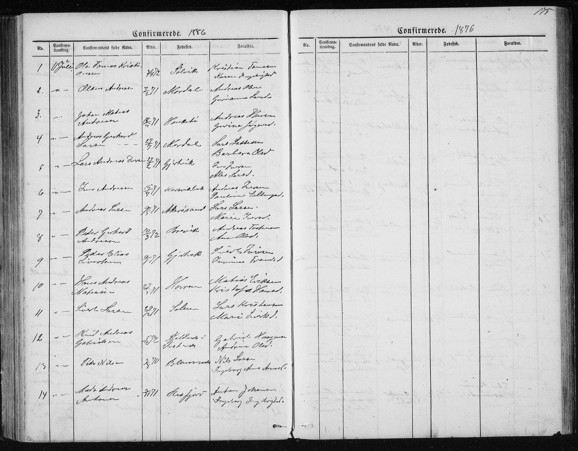 Ministerialprotokoller, klokkerbøker og fødselsregistre - Møre og Romsdal, AV/SAT-A-1454/560/L0724: Parish register (copy) no. 560C01, 1867-1892, p. 175