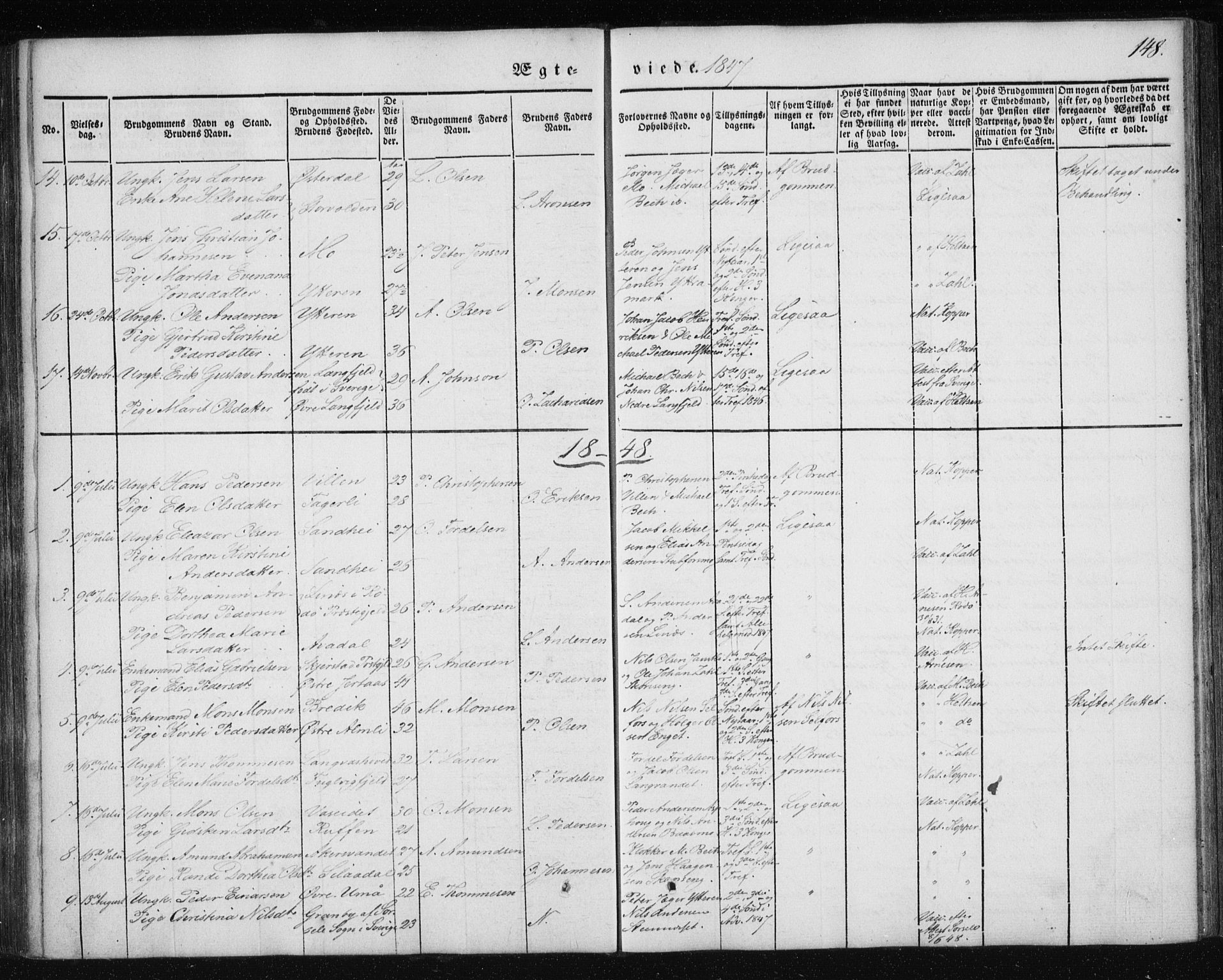 Ministerialprotokoller, klokkerbøker og fødselsregistre - Nordland, SAT/A-1459/827/L0391: Parish register (official) no. 827A03, 1842-1852, p. 148
