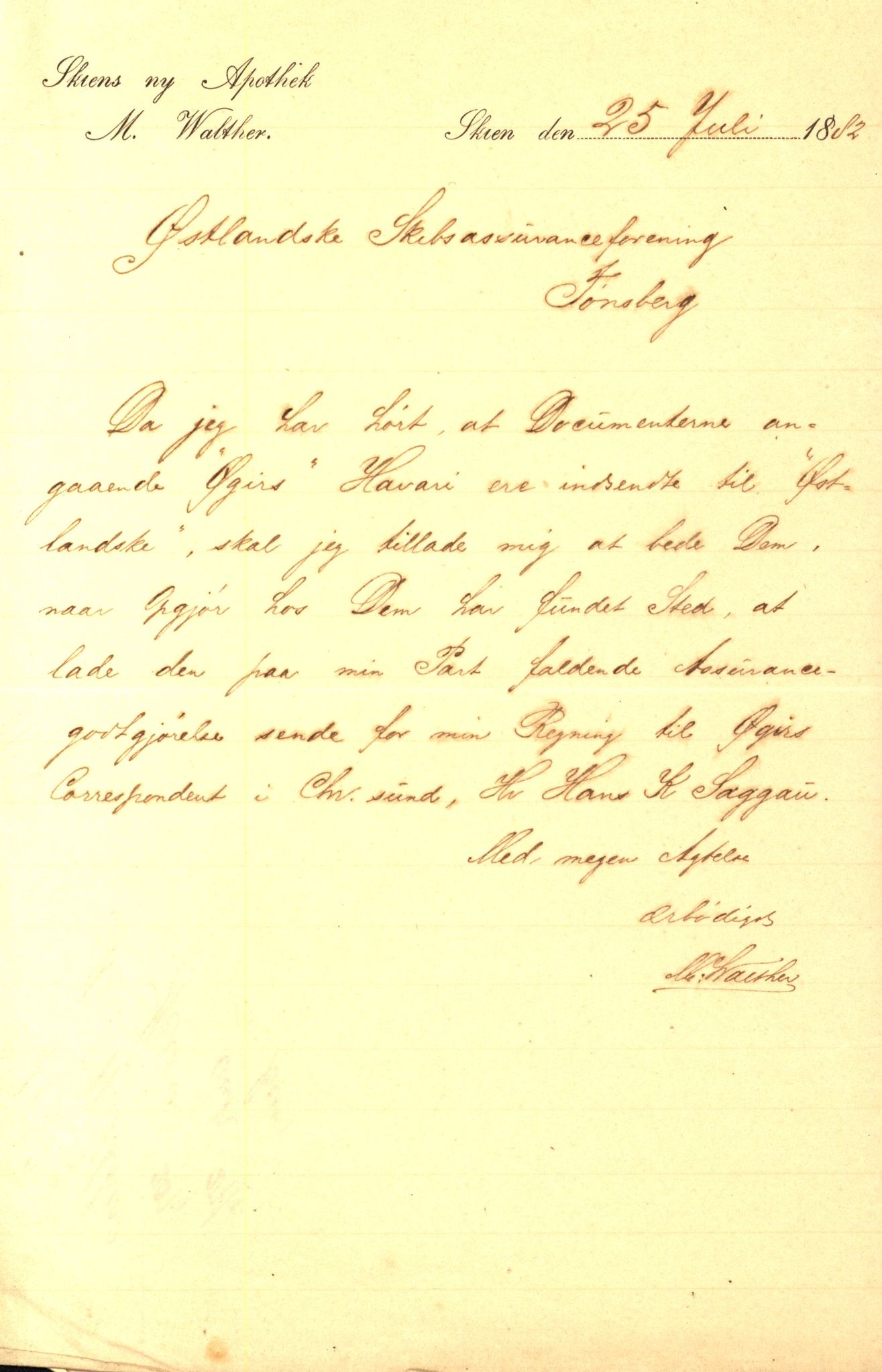 Pa 63 - Østlandske skibsassuranceforening, VEMU/A-1079/G/Ga/L0015/0002: Havaridokumenter / Fredrik Holst, Øgir, Vikingen, Vigilant, 1882, p. 7