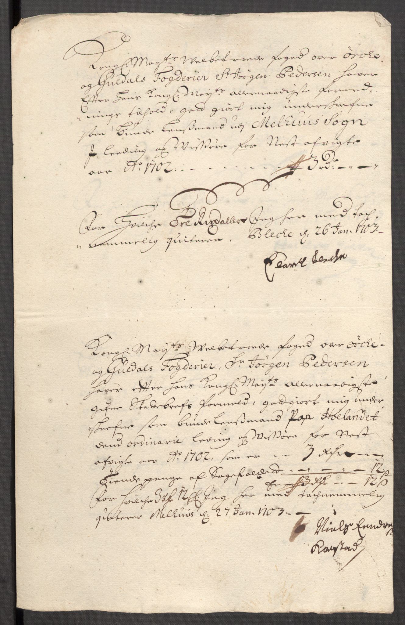 Rentekammeret inntil 1814, Reviderte regnskaper, Fogderegnskap, AV/RA-EA-4092/R60/L3952: Fogderegnskap Orkdal og Gauldal, 1702, p. 348