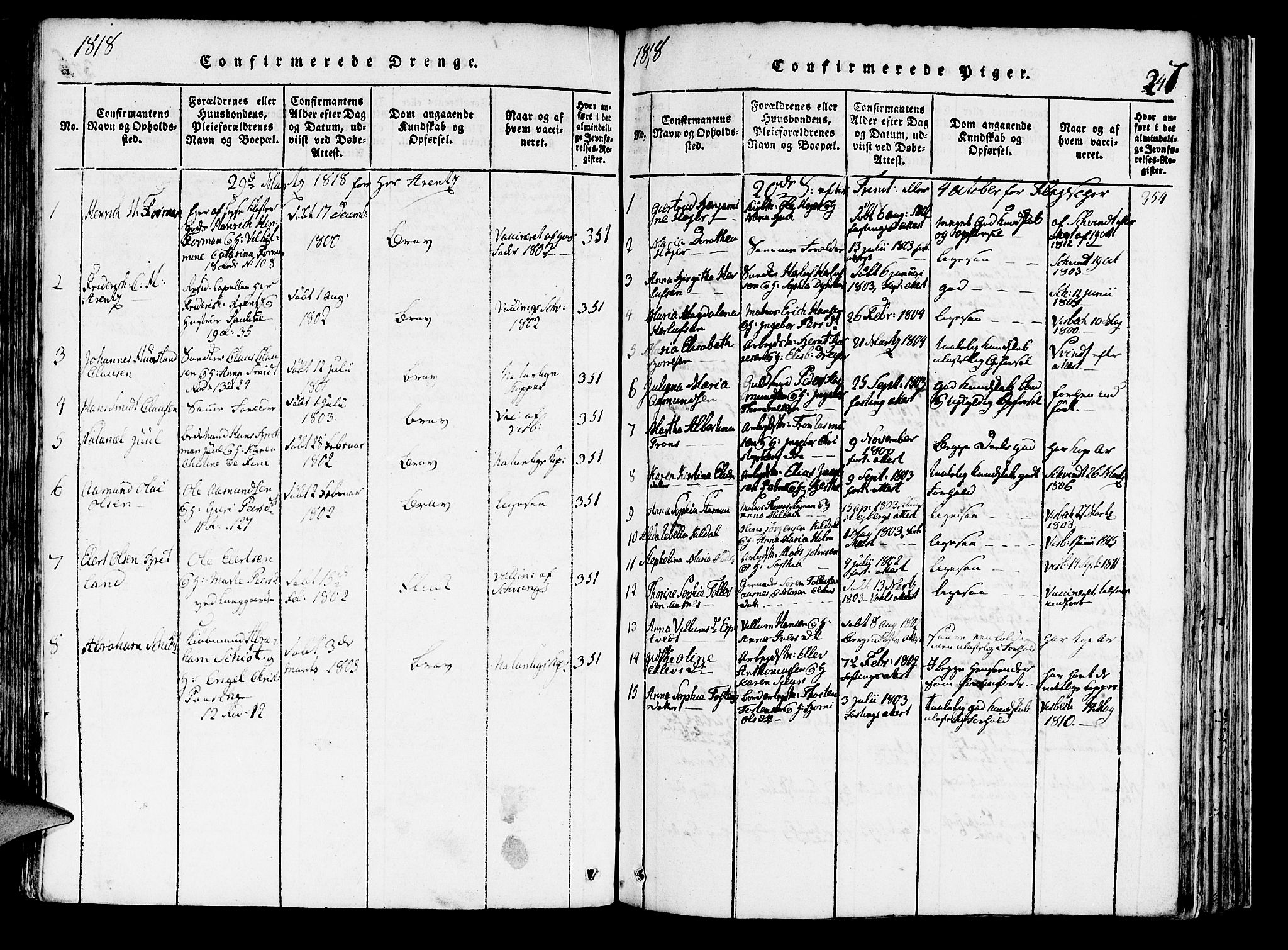 Domkirken sokneprestembete, AV/SAB-A-74801/H/Haa/L0010: Parish register (official) no. A 10, 1816-1821, p. 247