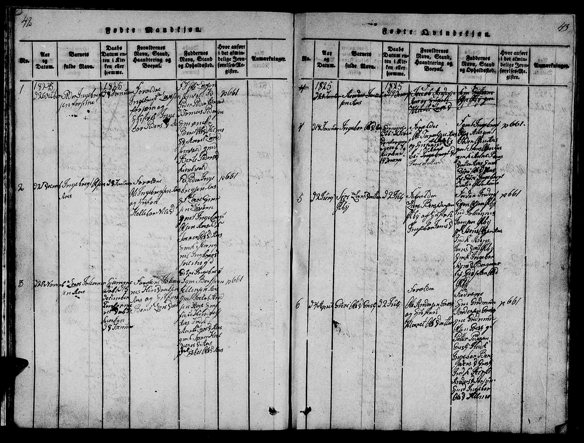 Ministerialprotokoller, klokkerbøker og fødselsregistre - Sør-Trøndelag, SAT/A-1456/698/L1164: Parish register (copy) no. 698C01, 1816-1861, p. 42-43