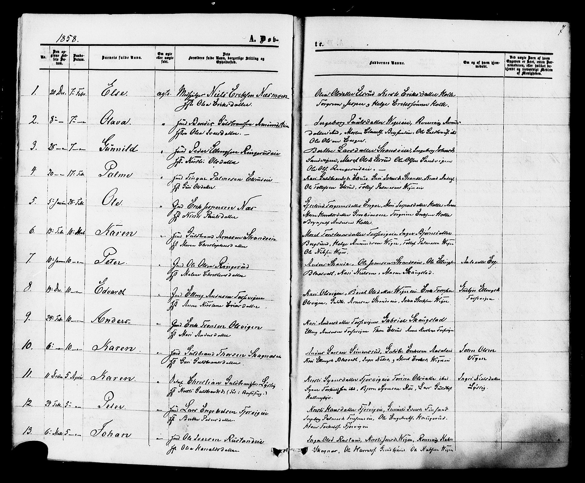 Ådal kirkebøker, SAKO/A-248/F/Fa/L0001: Parish register (official) no. I 1, 1857-1883, p. 7