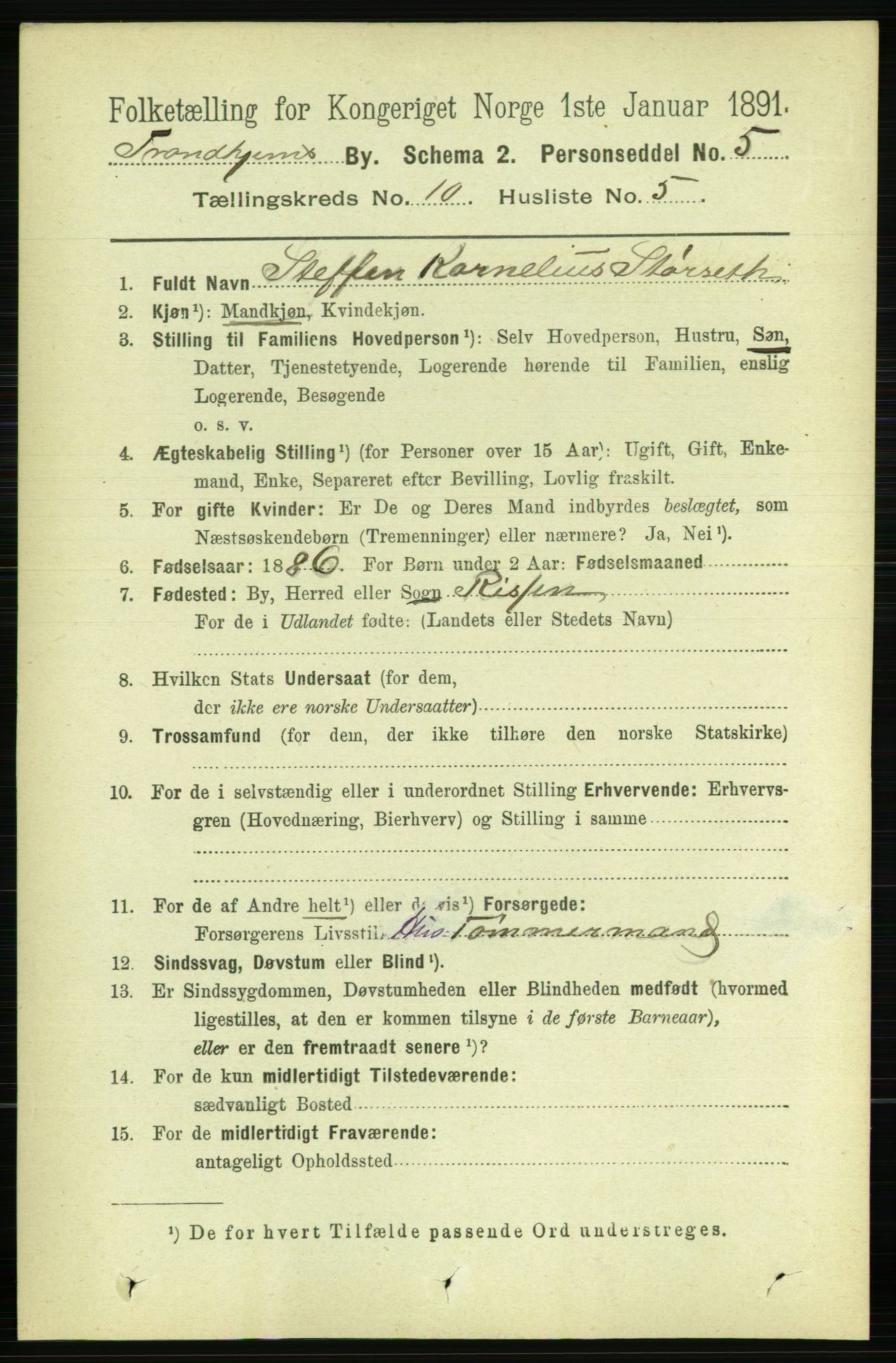 RA, 1891 census for 1601 Trondheim, 1891, p. 8420