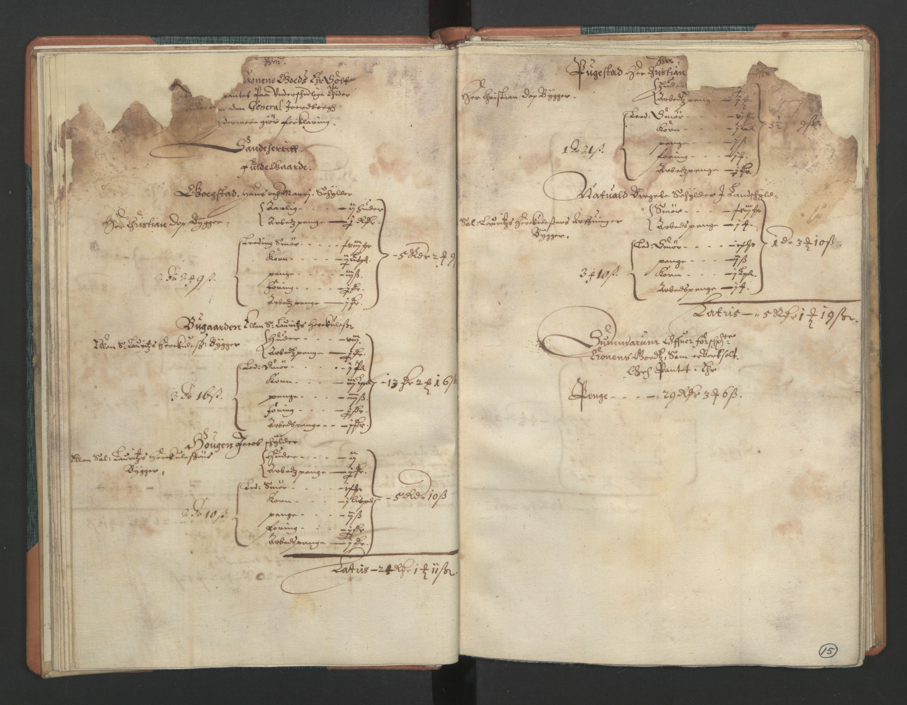 Rentekammeret inntil 1814, Realistisk ordnet avdeling, AV/RA-EA-4070/L/L0015/0002: Tønsberg lagdømme. Brunla len: / Brunla len. Kronens jordebok, 1661, p. 14b-15a