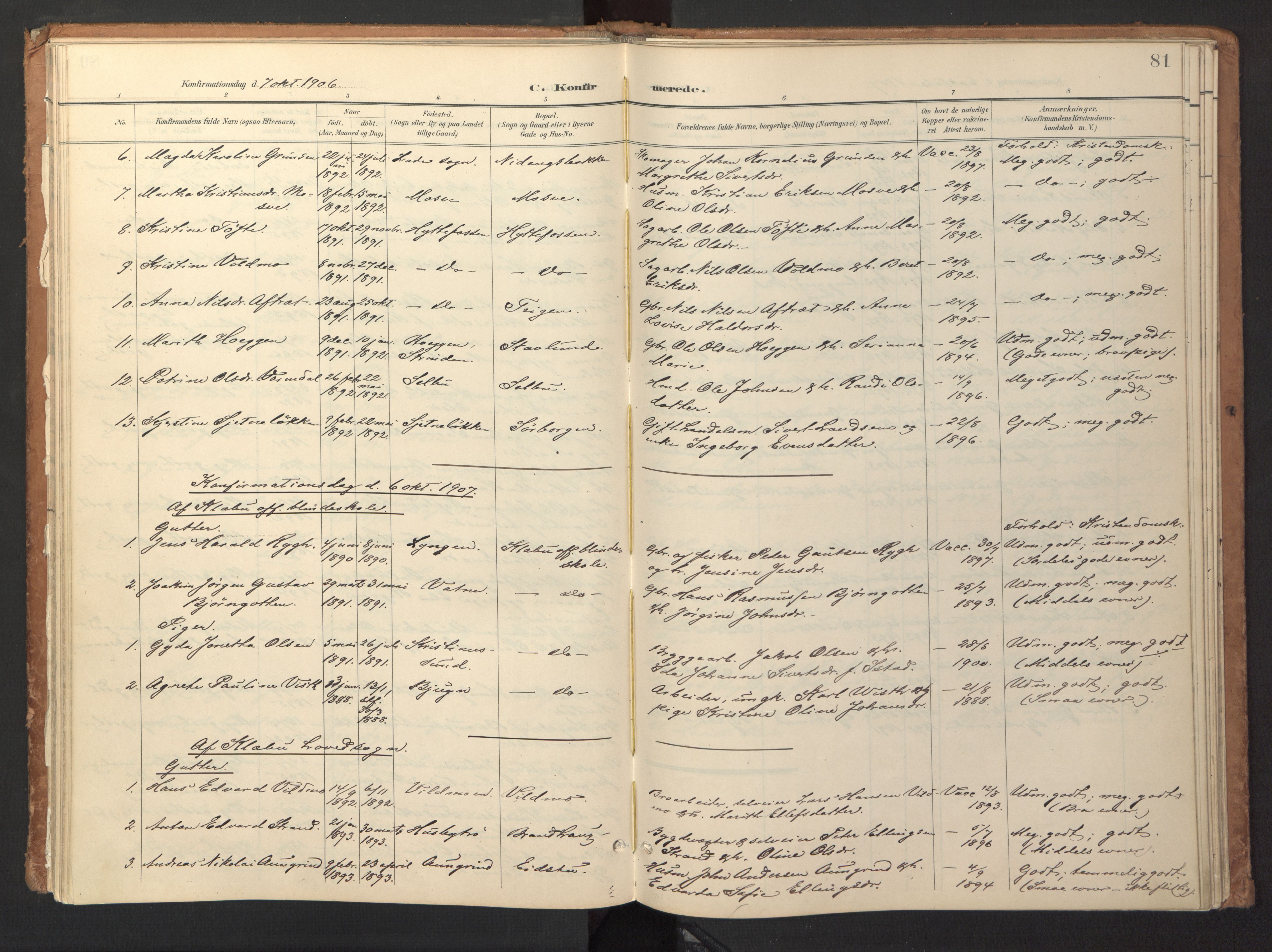 Ministerialprotokoller, klokkerbøker og fødselsregistre - Sør-Trøndelag, SAT/A-1456/618/L0448: Parish register (official) no. 618A11, 1898-1916, p. 81