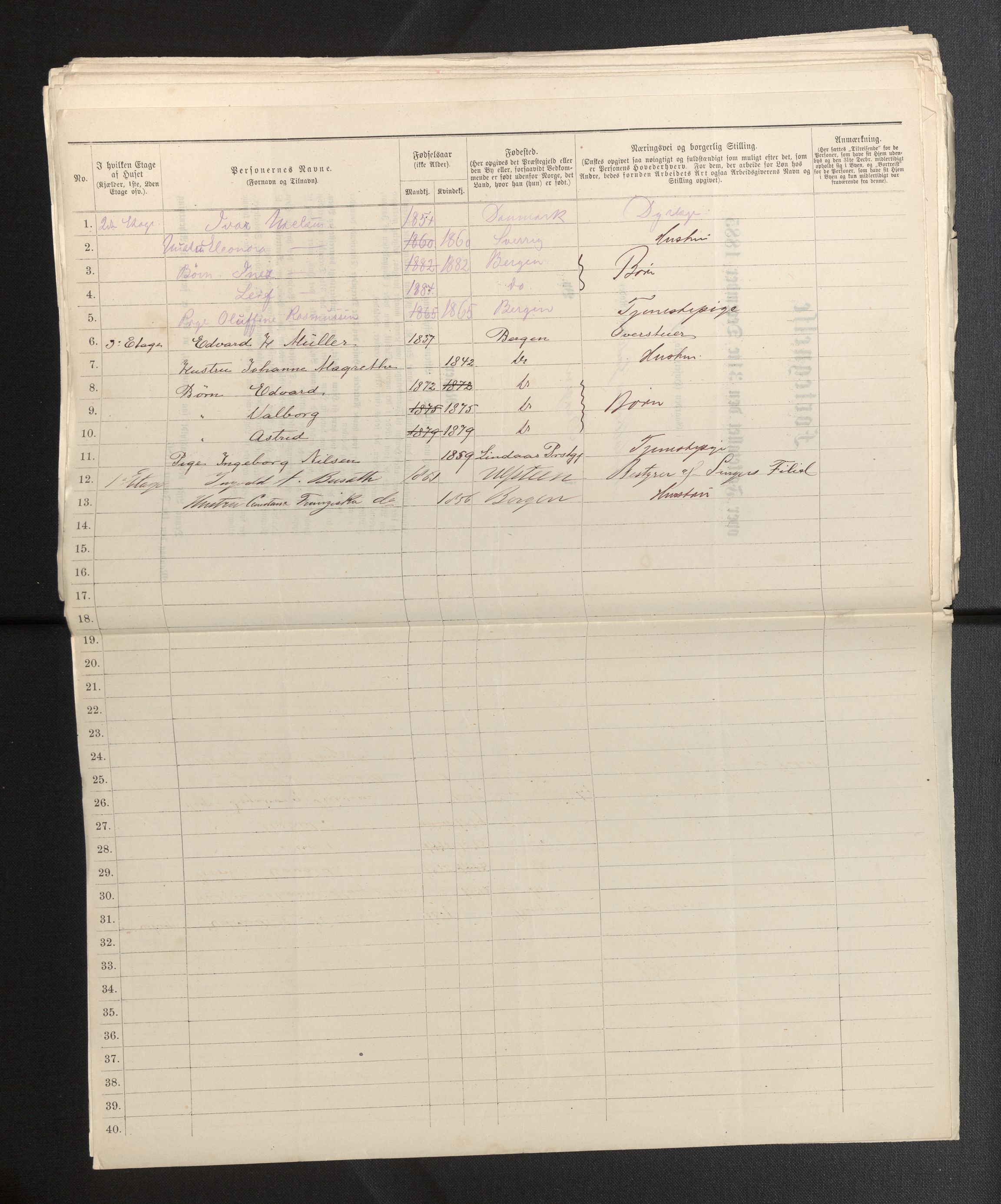 SAB, 1885 census for 1301 Bergen, 1885, p. 4223