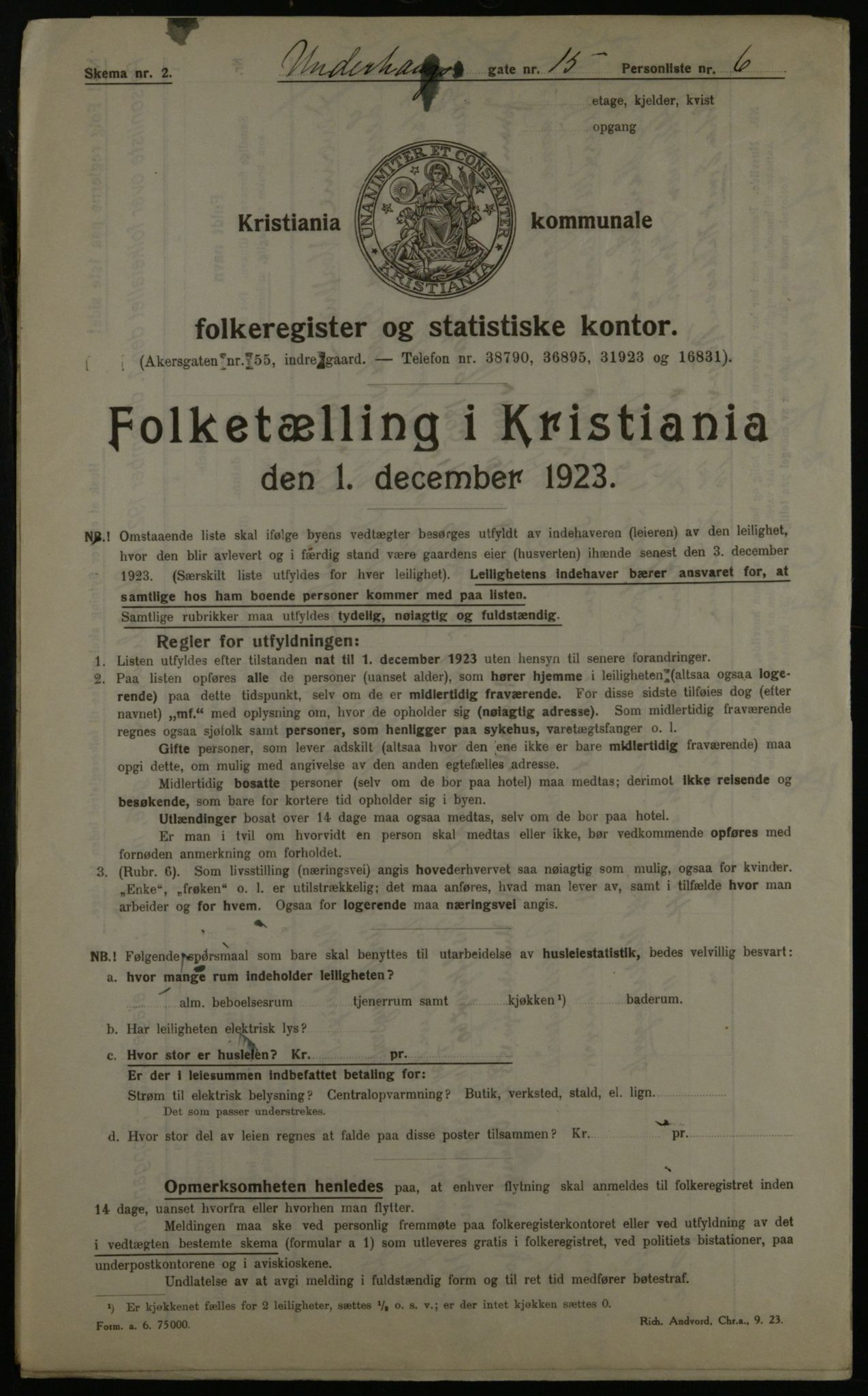 OBA, Municipal Census 1923 for Kristiania, 1923, p. 132638