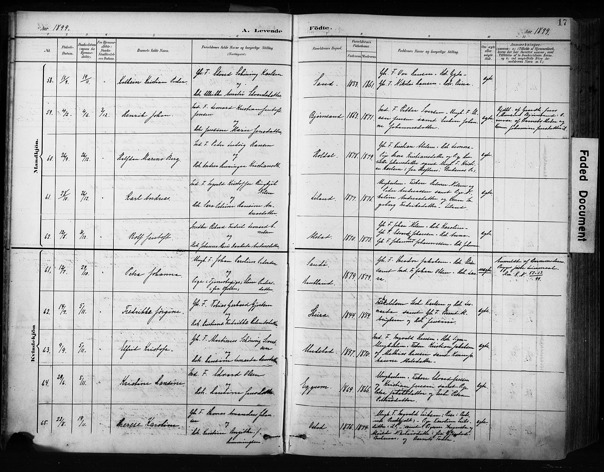 Ministerialprotokoller, klokkerbøker og fødselsregistre - Nordland, AV/SAT-A-1459/880/L1134: Parish register (official) no. 880A08, 1899-1908, p. 17