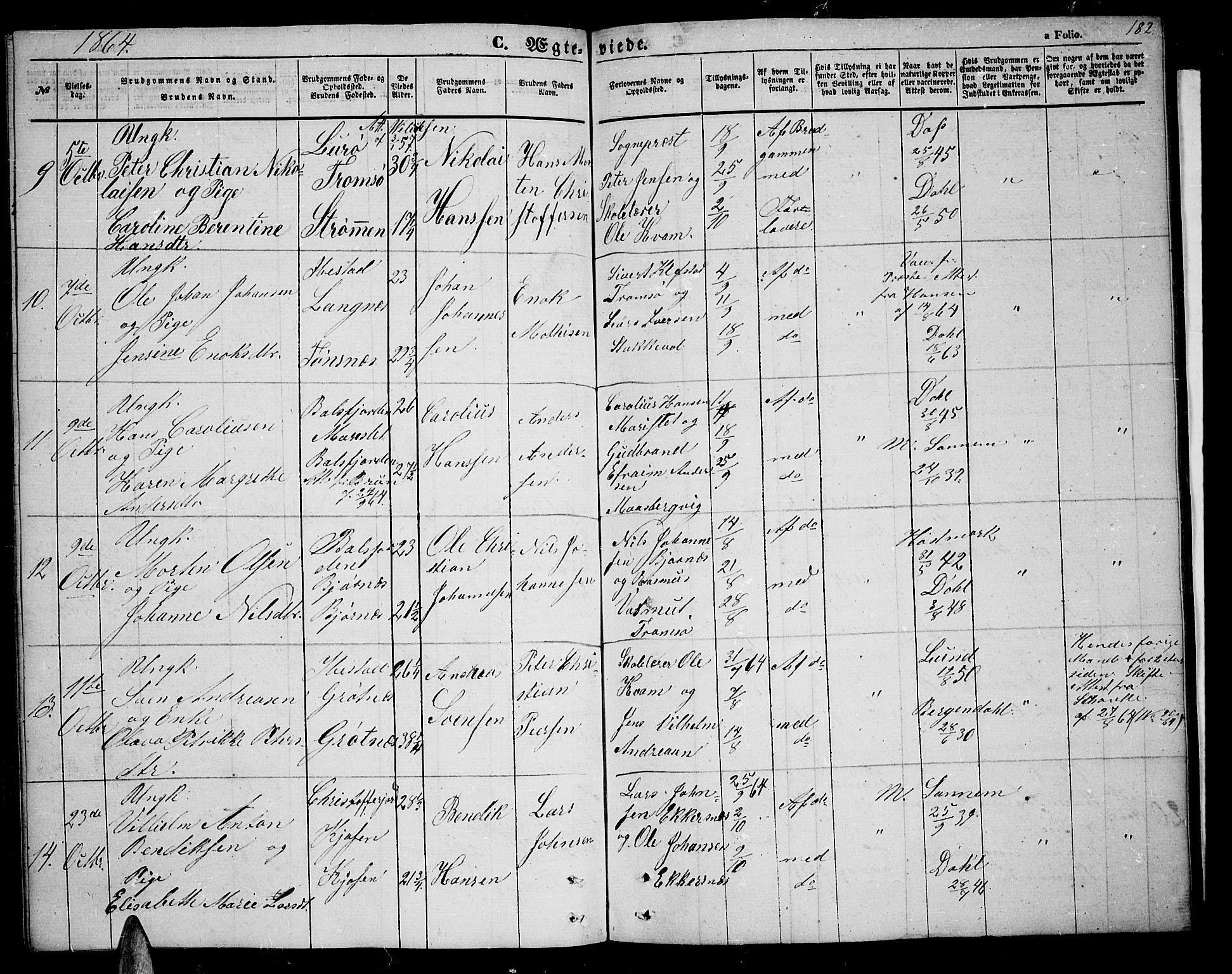 Tromsøysund sokneprestkontor, AV/SATØ-S-1304/G/Gb/L0001klokker: Parish register (copy) no. 1, 1857-1869, p. 182