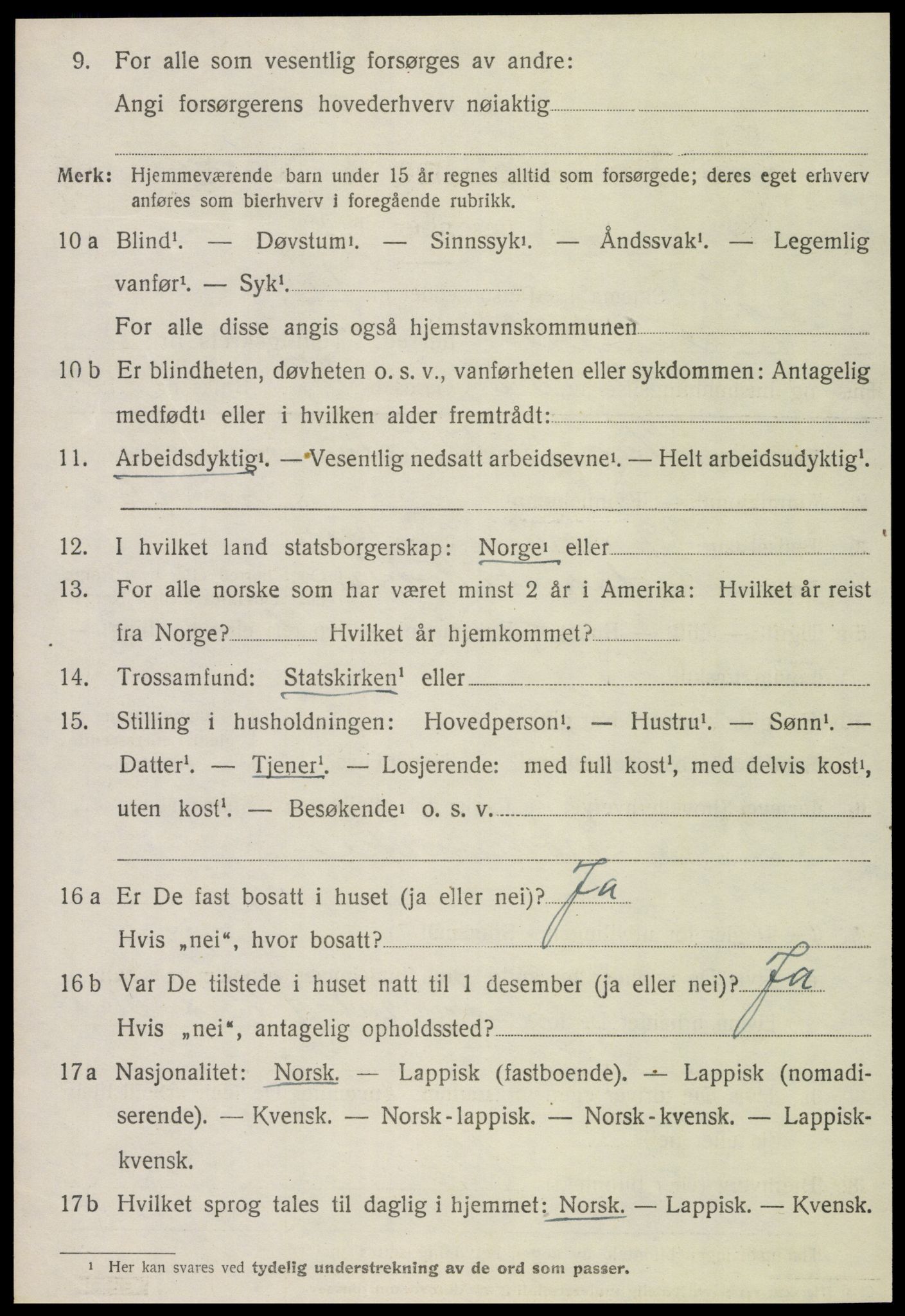 SAT, 1920 census for Høylandet, 1920, p. 2205