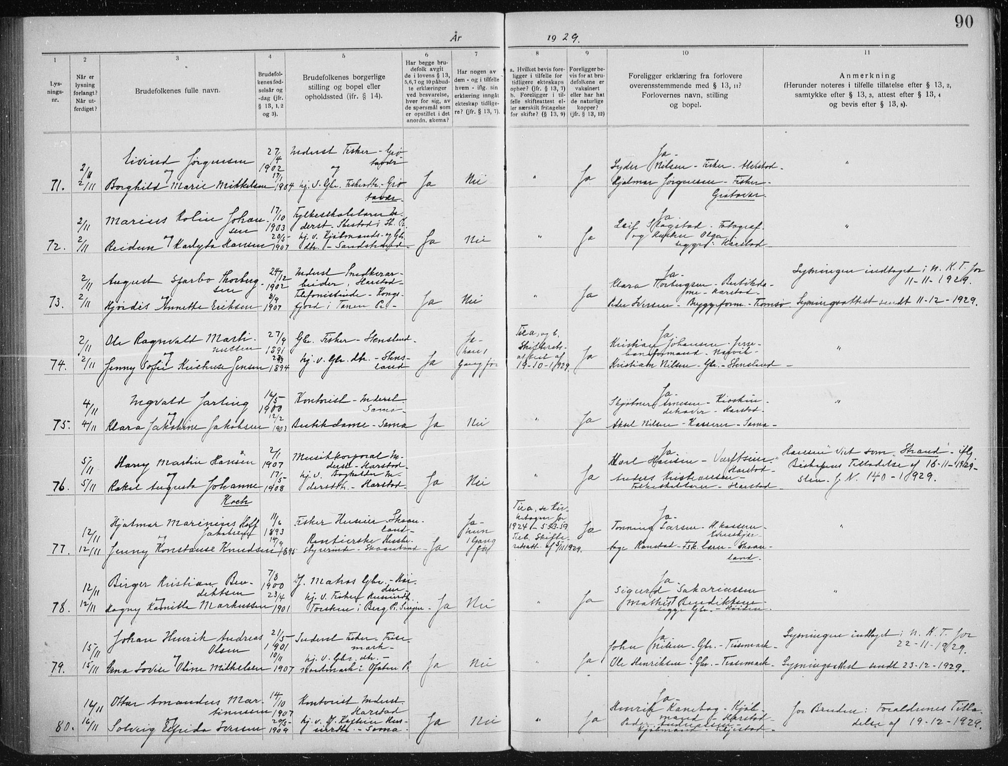 Trondenes sokneprestkontor, AV/SATØ-S-1319/I/Ib/L0099: Banns register no. 99, 1919-1930, p. 90