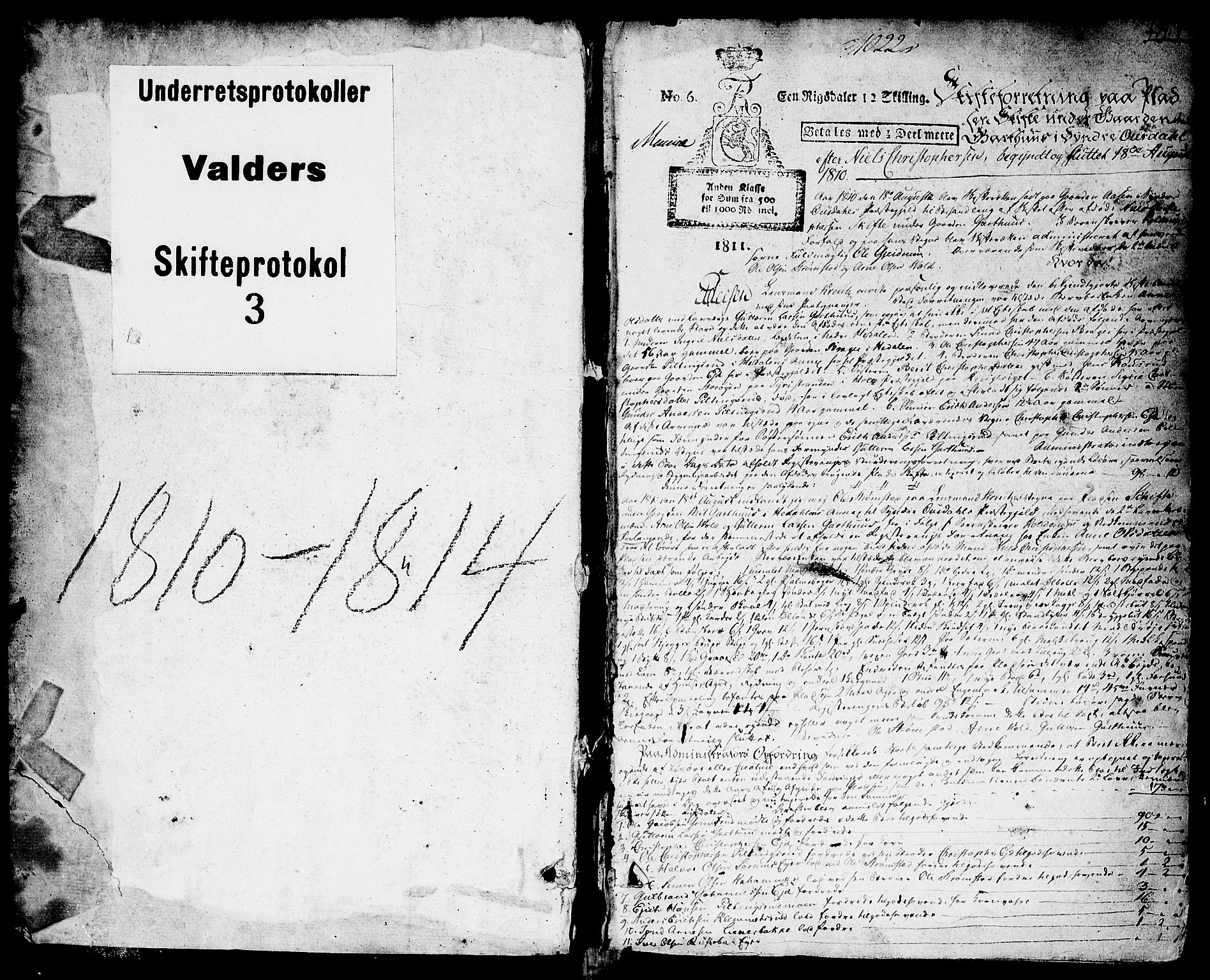Valdres sorenskriveri, SAH/TING-016/J/Ja/Jaa/L0003: Skifteprotokoll, 1810-1814, p. 0b-1a