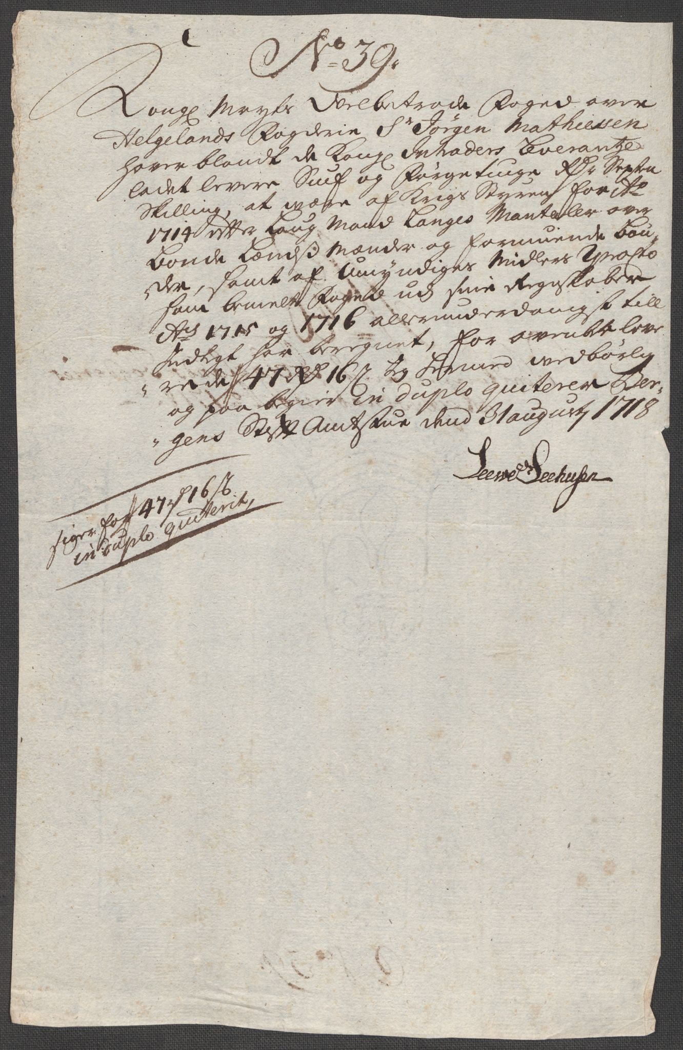 Rentekammeret inntil 1814, Reviderte regnskaper, Fogderegnskap, RA/EA-4092/R65/L4516: Fogderegnskap Helgeland, 1718, p. 273