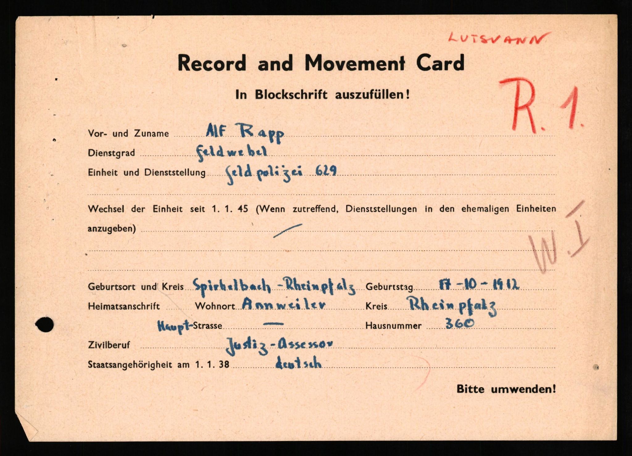 Forsvaret, Forsvarets overkommando II, AV/RA-RAFA-3915/D/Db/L0027: CI Questionaires. Tyske okkupasjonsstyrker i Norge. Tyskere., 1945-1946, p. 10