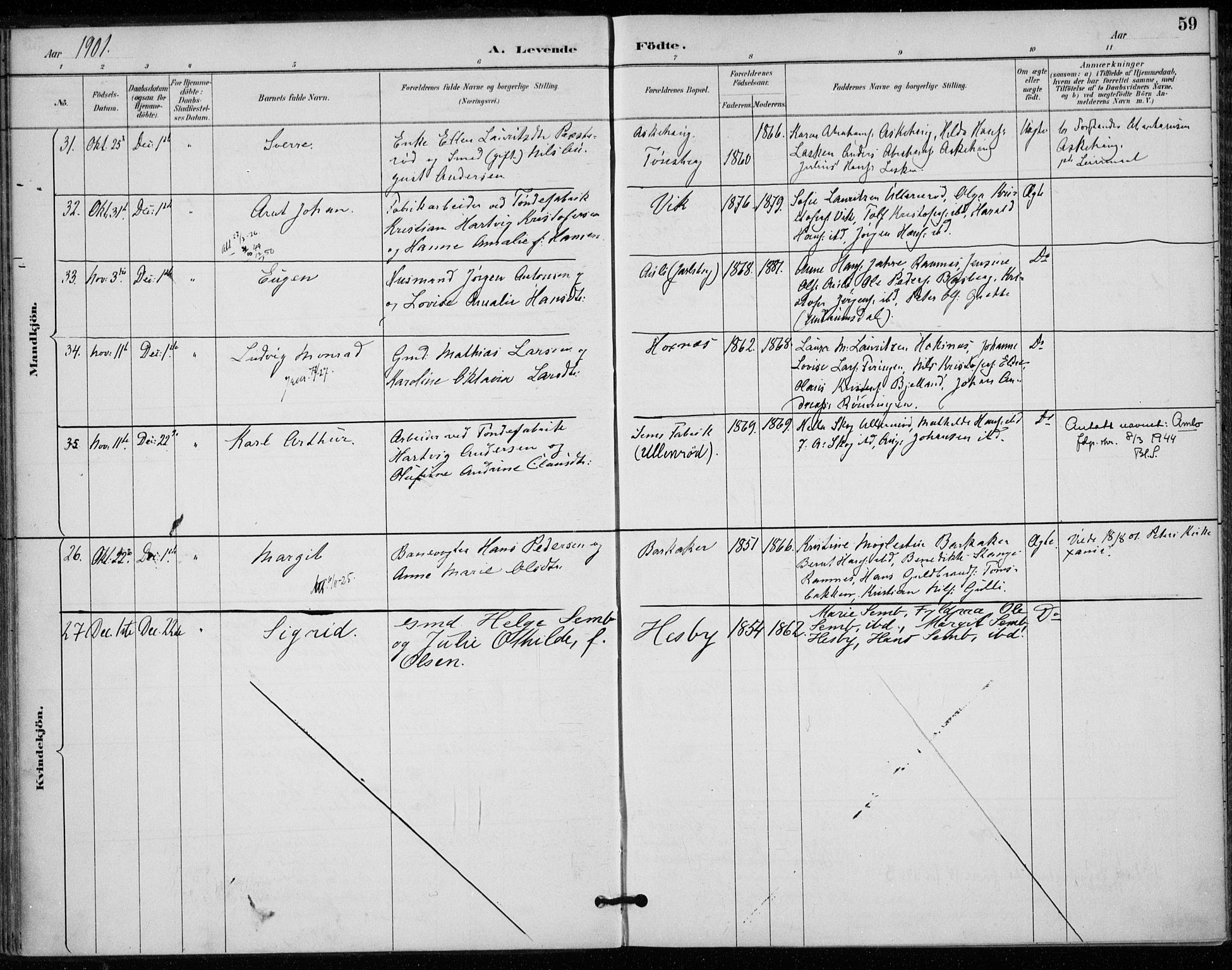 Sem kirkebøker, AV/SAKO-A-5/F/Fa/L0011: Parish register (official) no. I 11, 1888-1904, p. 59