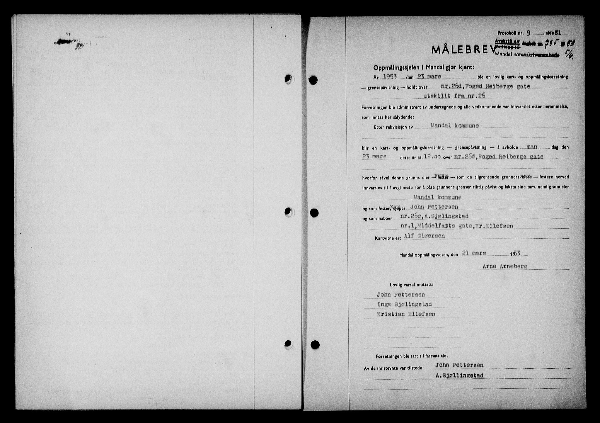 Mandal sorenskriveri, SAK/1221-0005/001/G/Gb/Gba/L0087: Mortgage book no. A-24, 1953-1953, Diary no: : 785/1953
