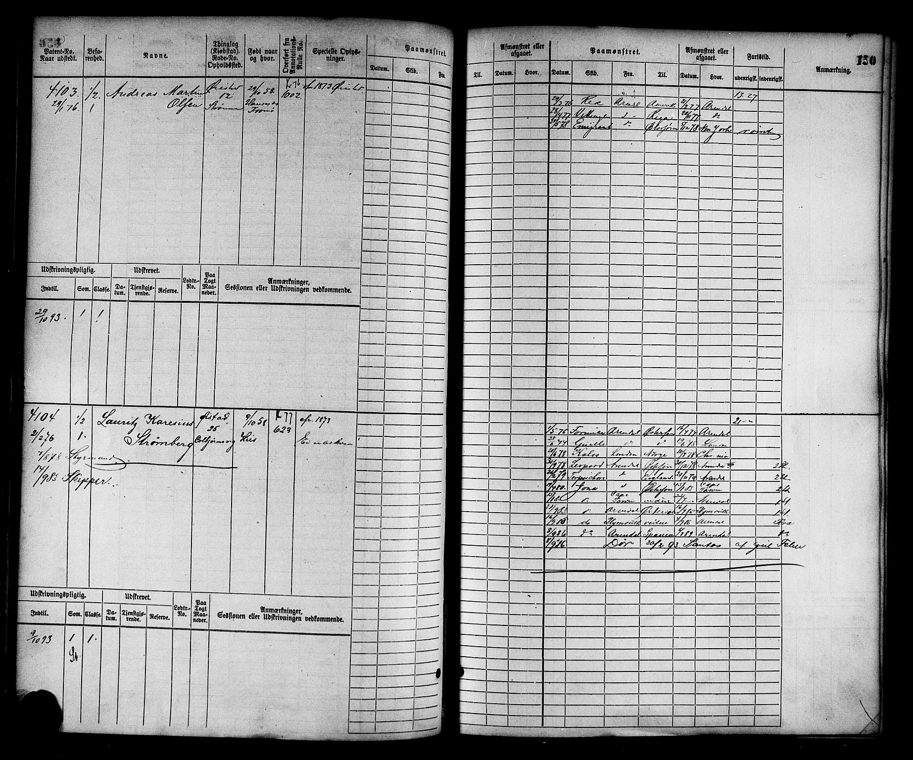 Arendal mønstringskrets, AV/SAK-2031-0012/F/Fb/L0015: Hovedrulle nr 3807-4568, S-13, 1872-1900, p. 155