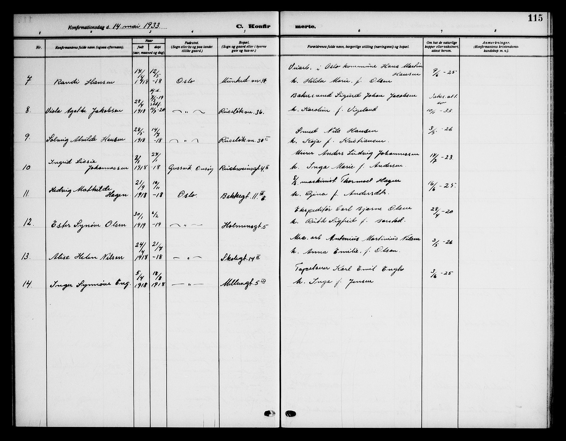 Piperviken prestekontor Kirkebøker, AV/SAO-A-10874/F/L0001: Parish register (official) no. 1, 1911-1958, p. 115