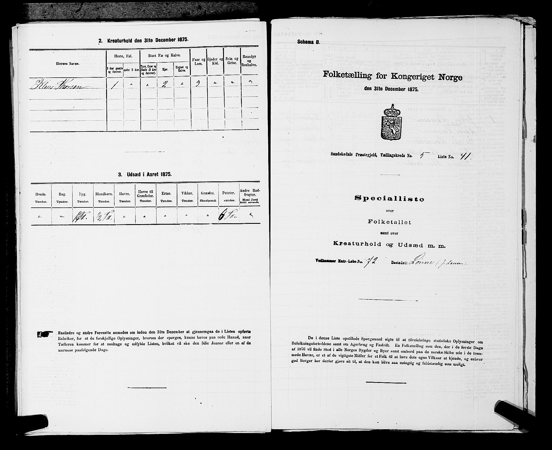 SAKO, 1875 census for 0816P Sannidal, 1875, p. 395