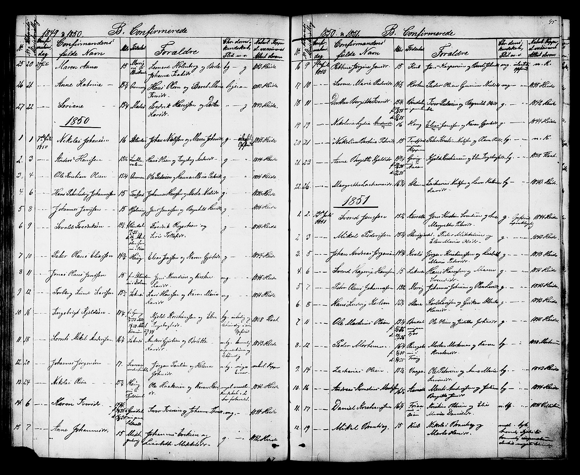 Ministerialprotokoller, klokkerbøker og fødselsregistre - Nord-Trøndelag, SAT/A-1458/788/L0695: Parish register (official) no. 788A02, 1843-1862, p. 45