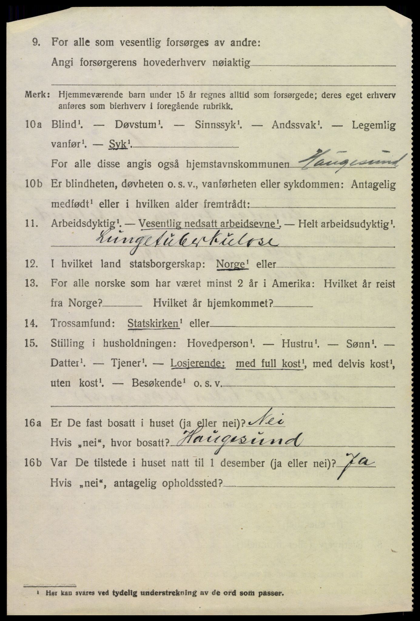 SAK, 1920 census for Bygland, 1920, p. 4462