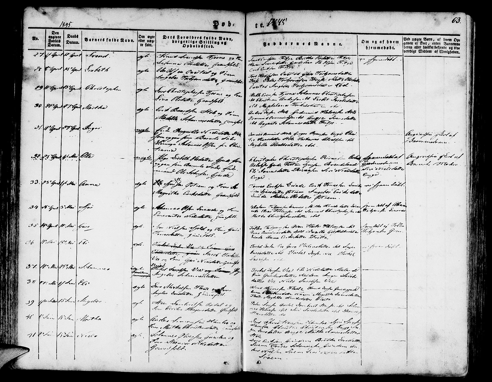 Etne sokneprestembete, AV/SAB-A-75001/H/Haa: Parish register (official) no. A 7, 1831-1847, p. 63