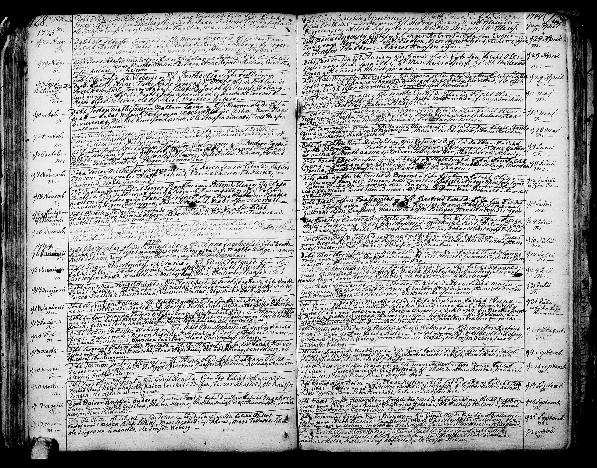 Sande Kirkebøker, AV/SAKO-A-53/F/Fa/L0001: Parish register (official) no. 1, 1753-1803, p. 128-129