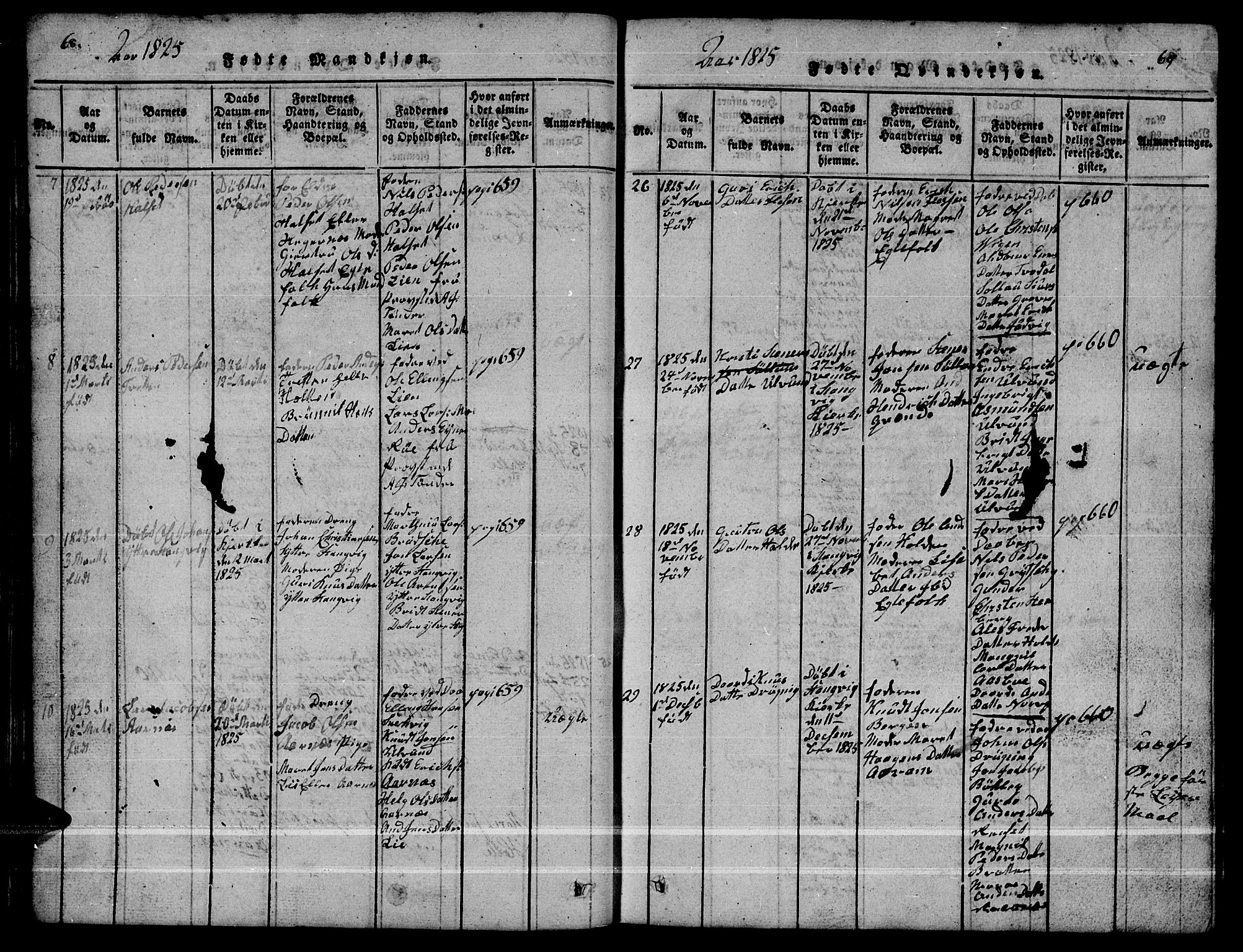 Ministerialprotokoller, klokkerbøker og fødselsregistre - Møre og Romsdal, AV/SAT-A-1454/592/L1031: Parish register (copy) no. 592C01, 1820-1833, p. 68-69