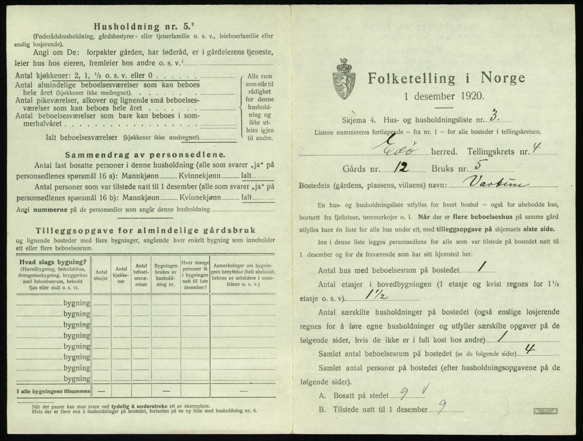 SAT, 1920 census for Edøy, 1920, p. 194