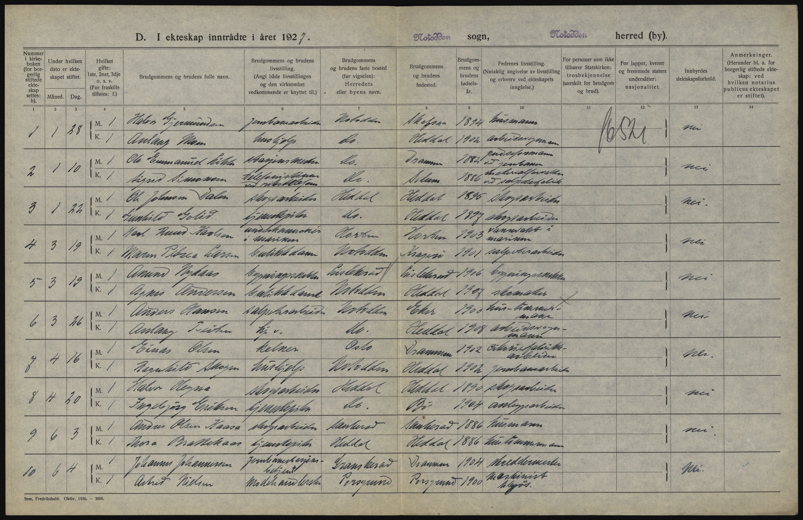 Statistisk sentralbyrå, Sosiodemografiske emner, Befolkning, AV/RA-S-2228/D/Df/Dfc/Dfcg/L0020: Telemark fylke: Gifte, døde. Bygder og byer., 1927, p. 48