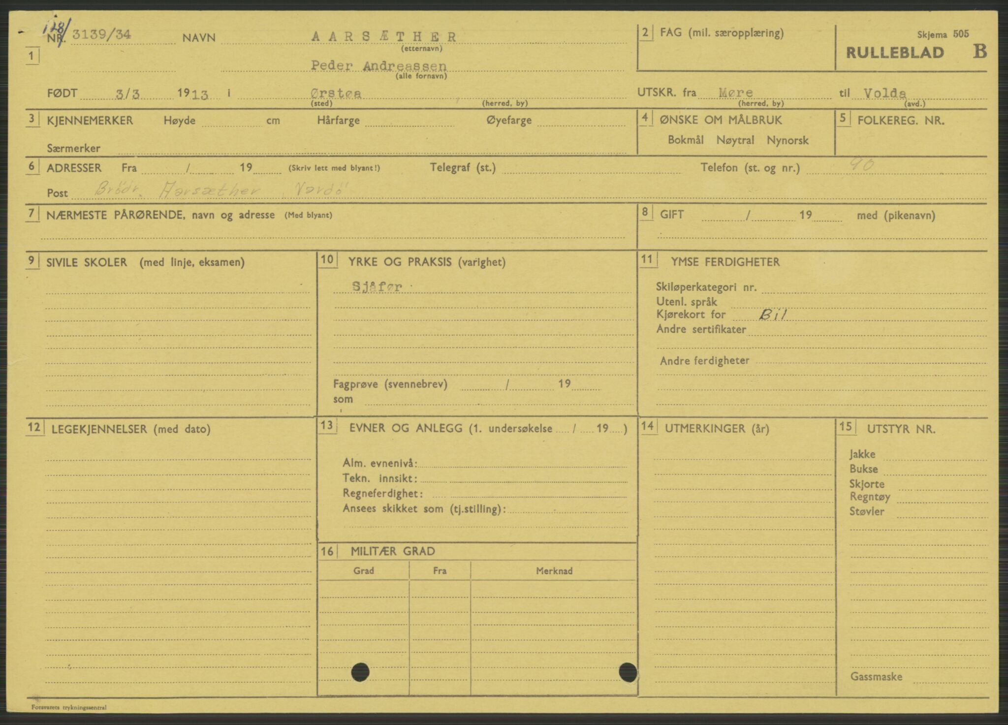 Forsvaret, Varanger bataljon, AV/RA-RAFA-2258/1/D/L0444: Rulleblad for menige født 1913-1914, 1913-1914, p. 6