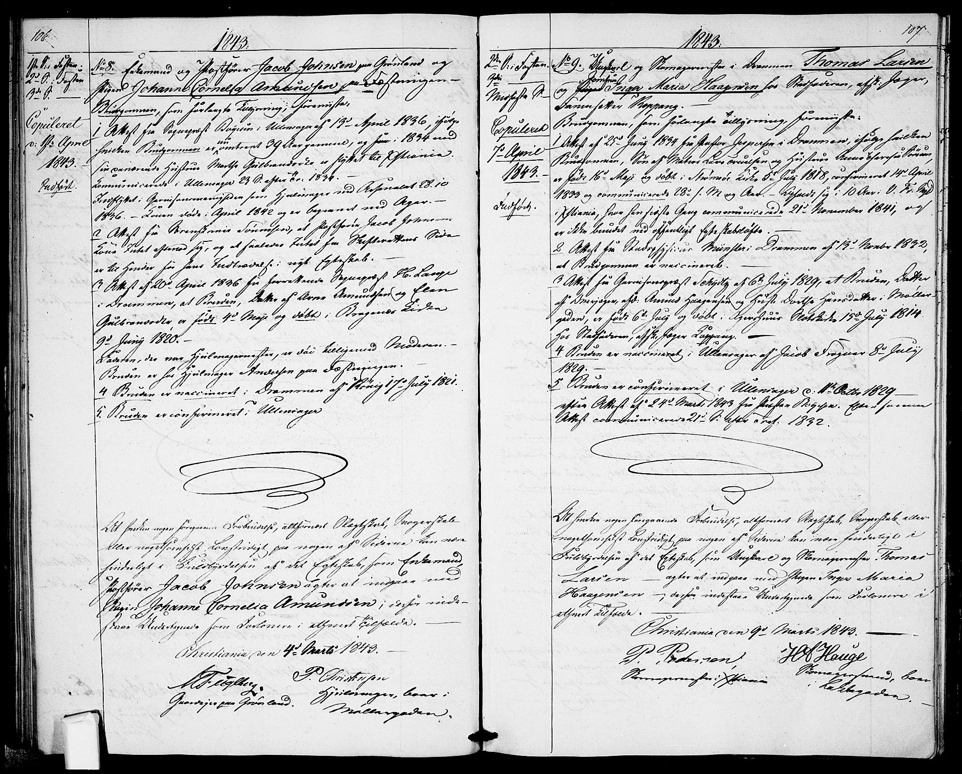 Garnisonsmenigheten Kirkebøker, AV/SAO-A-10846/H/Ha/L0004: Banns register no. I 4, 1840-1844, p. 106-107