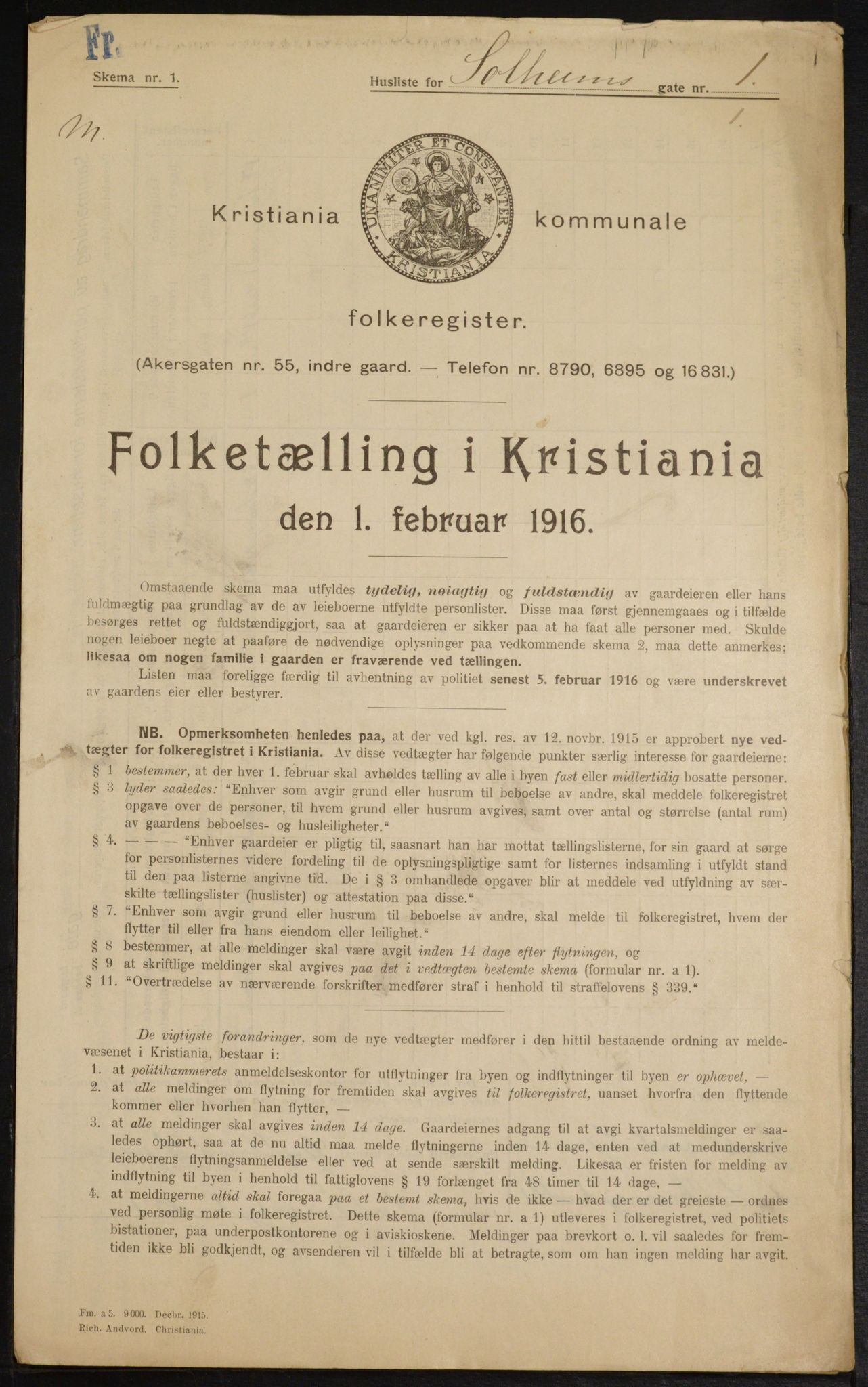 OBA, Municipal Census 1916 for Kristiania, 1916, p. 102012