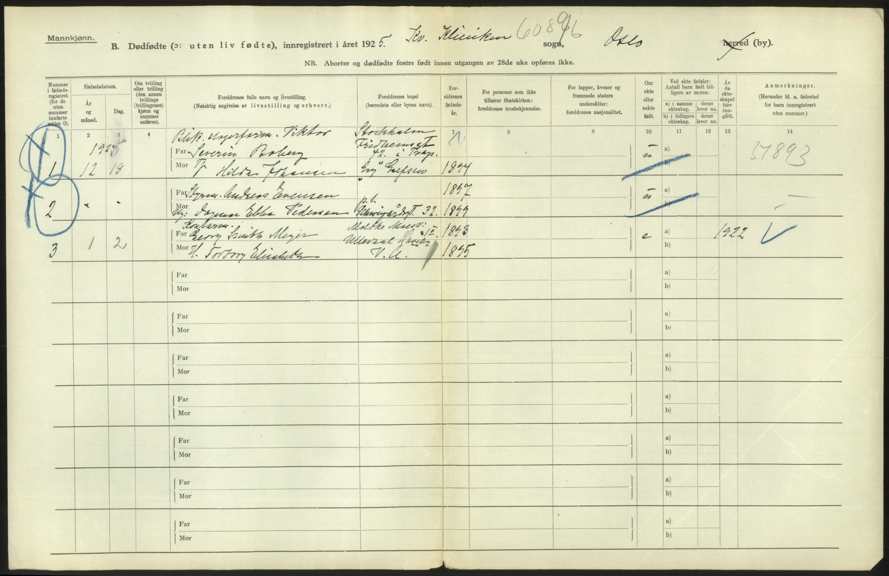 Statistisk sentralbyrå, Sosiodemografiske emner, Befolkning, AV/RA-S-2228/D/Df/Dfc/Dfce/L0010: Oslo: Døde kvinner, dødfødte, 1925, p. 104